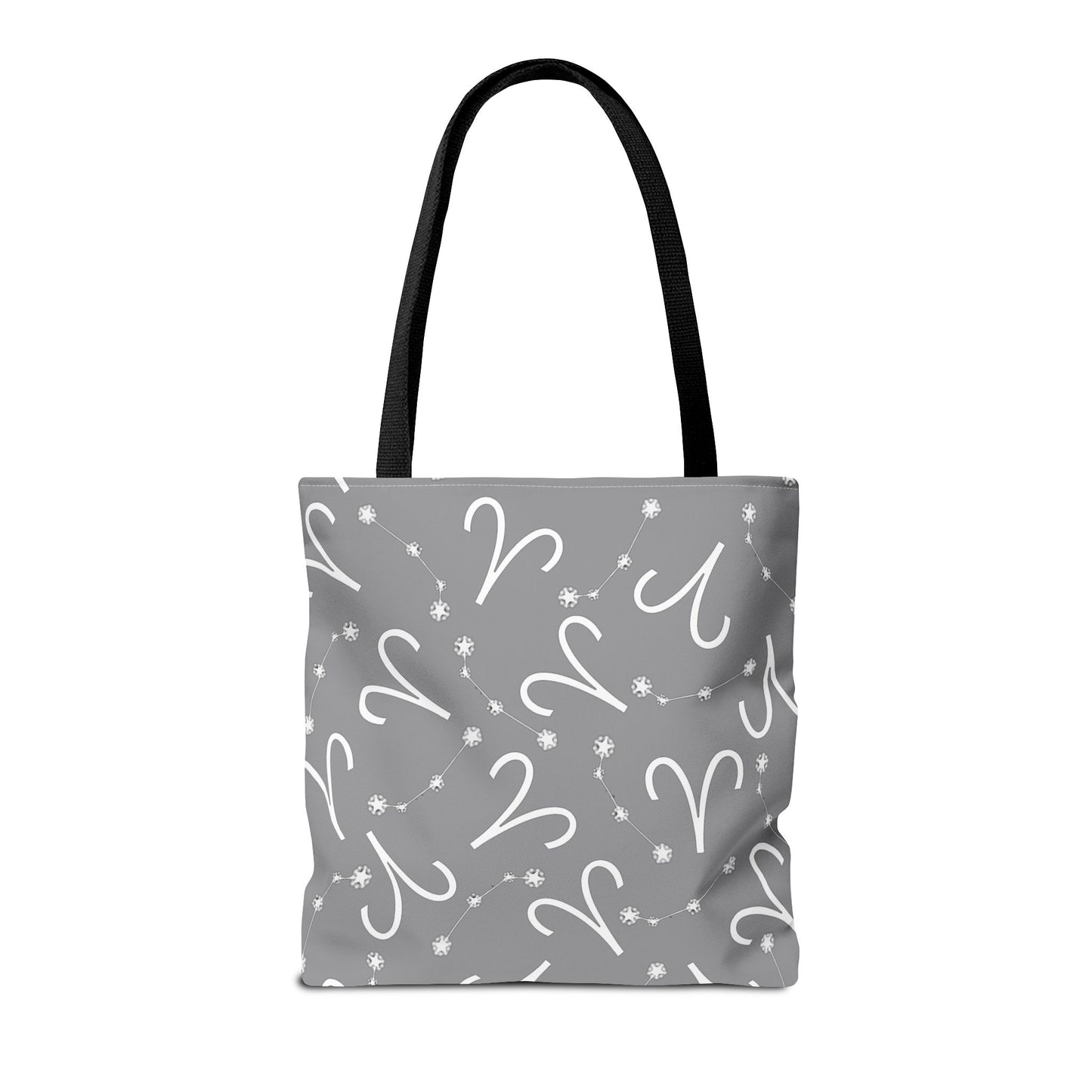 Tote Bag, Aries Zodiac Sign, AOP, (Grey, White)