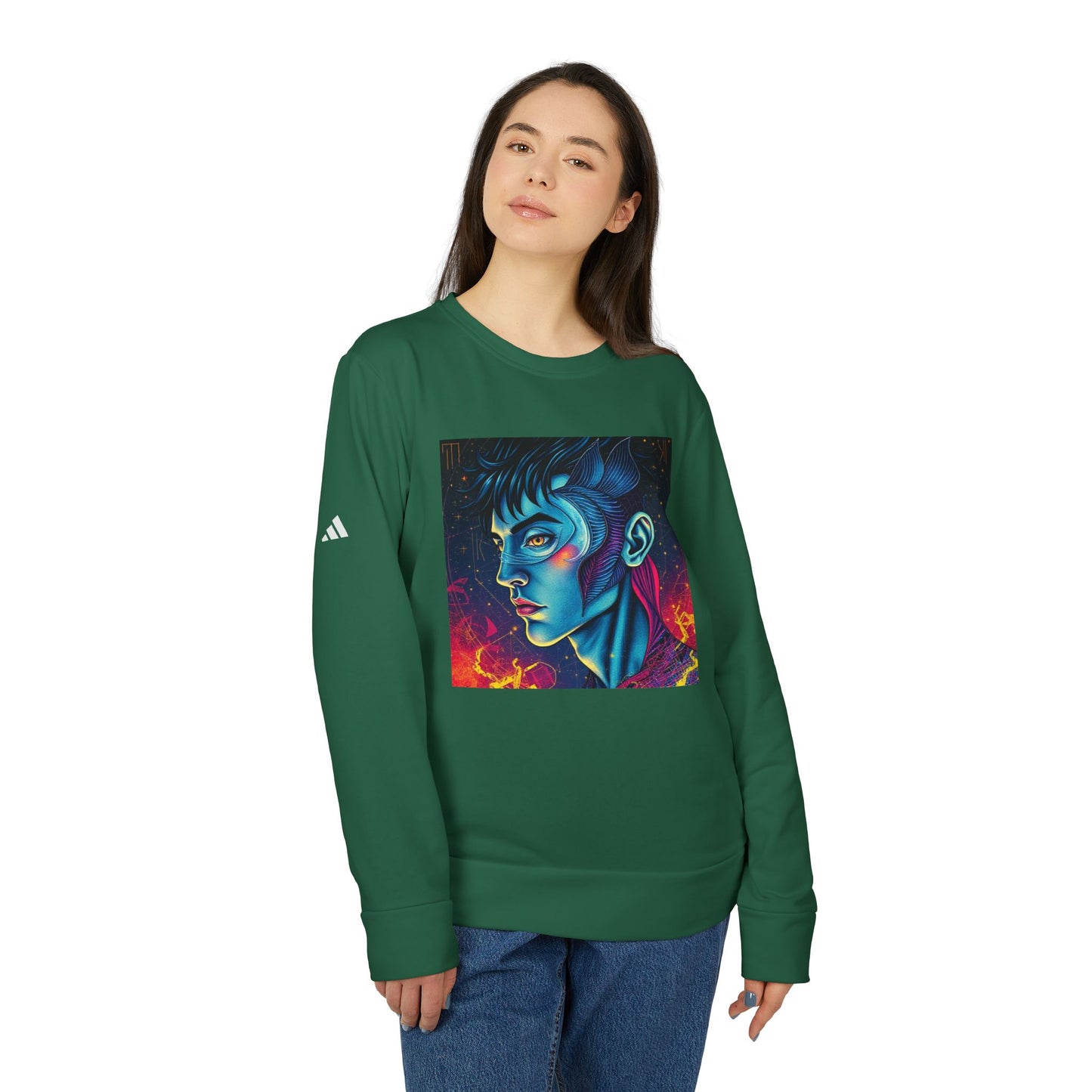 Adidas, Unisex Fleece Crewneck Sweatshirt, Pisces, Pop Art, Zodiac