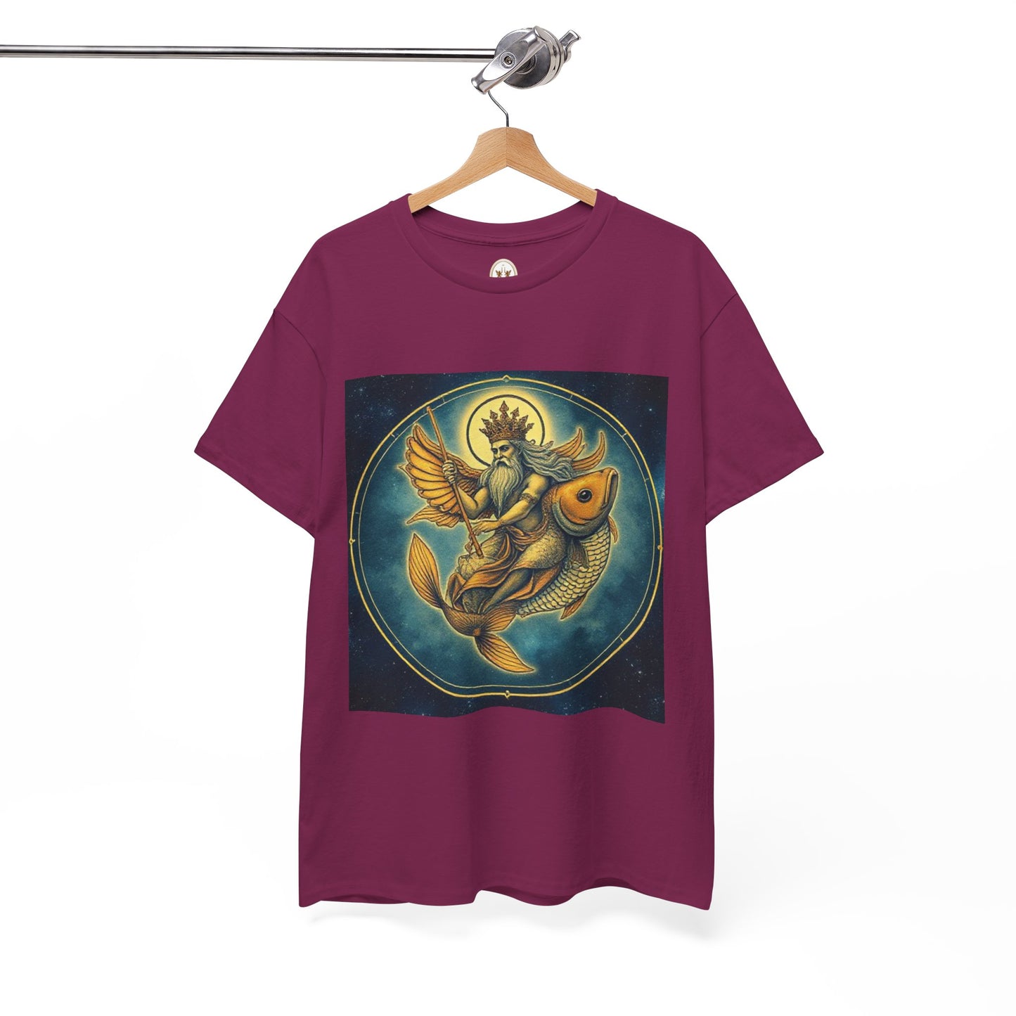 Unisex Heavy Cotton T-Shirt, Pisces King v1, Zodiac Design
