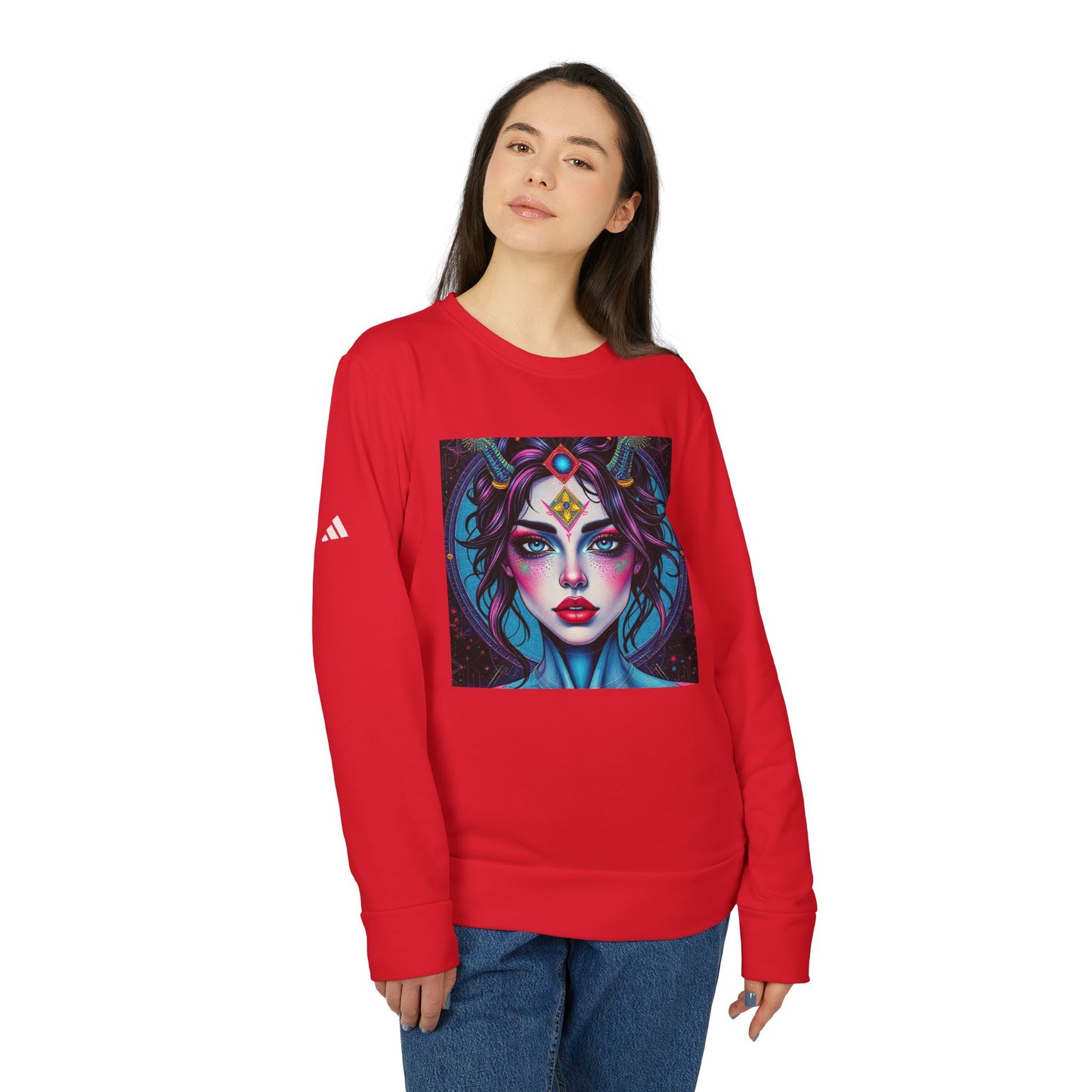 Adidas, Unisex Fleece Crewneck Sweatshirt, Aquarius, Pop Art, Zodiac