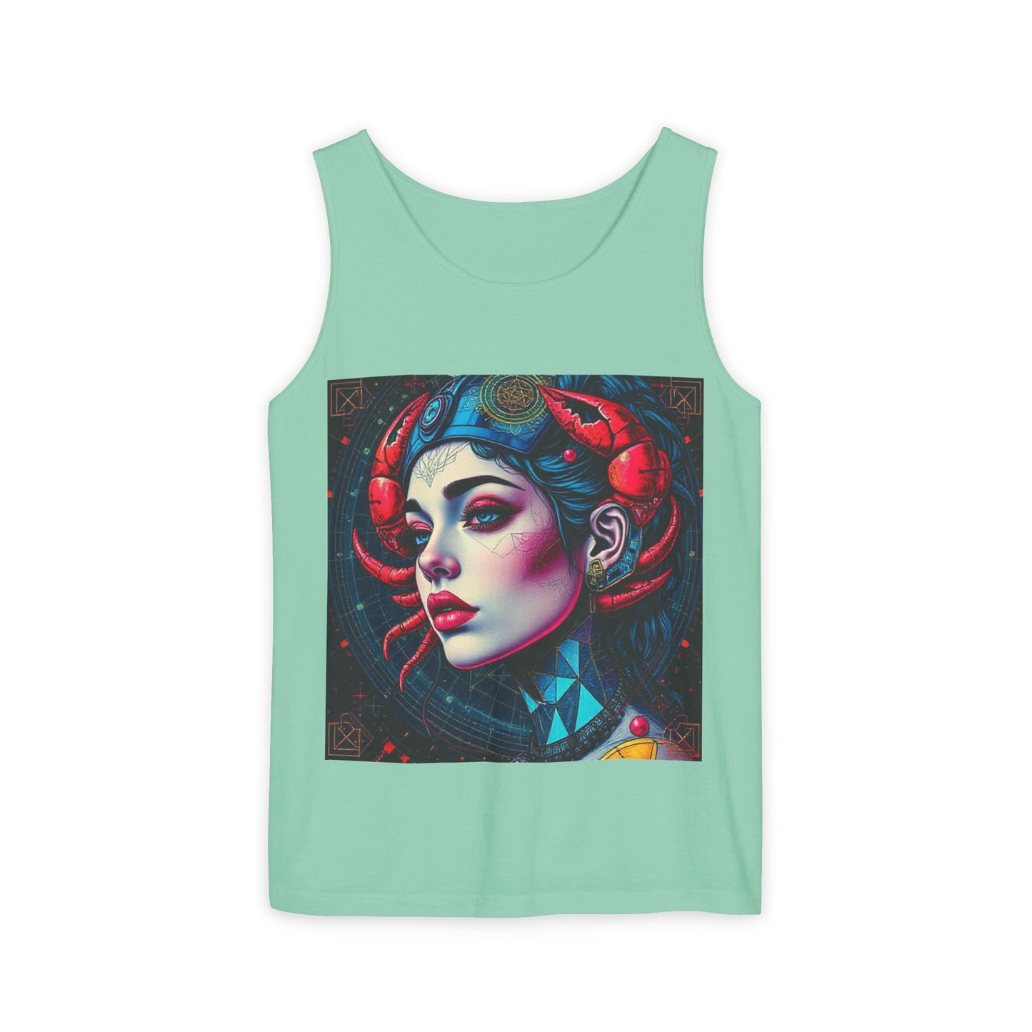 Unisex Garment-Dyed, Tank Top, Cancer, Pop Art v1, 100% US cotton
