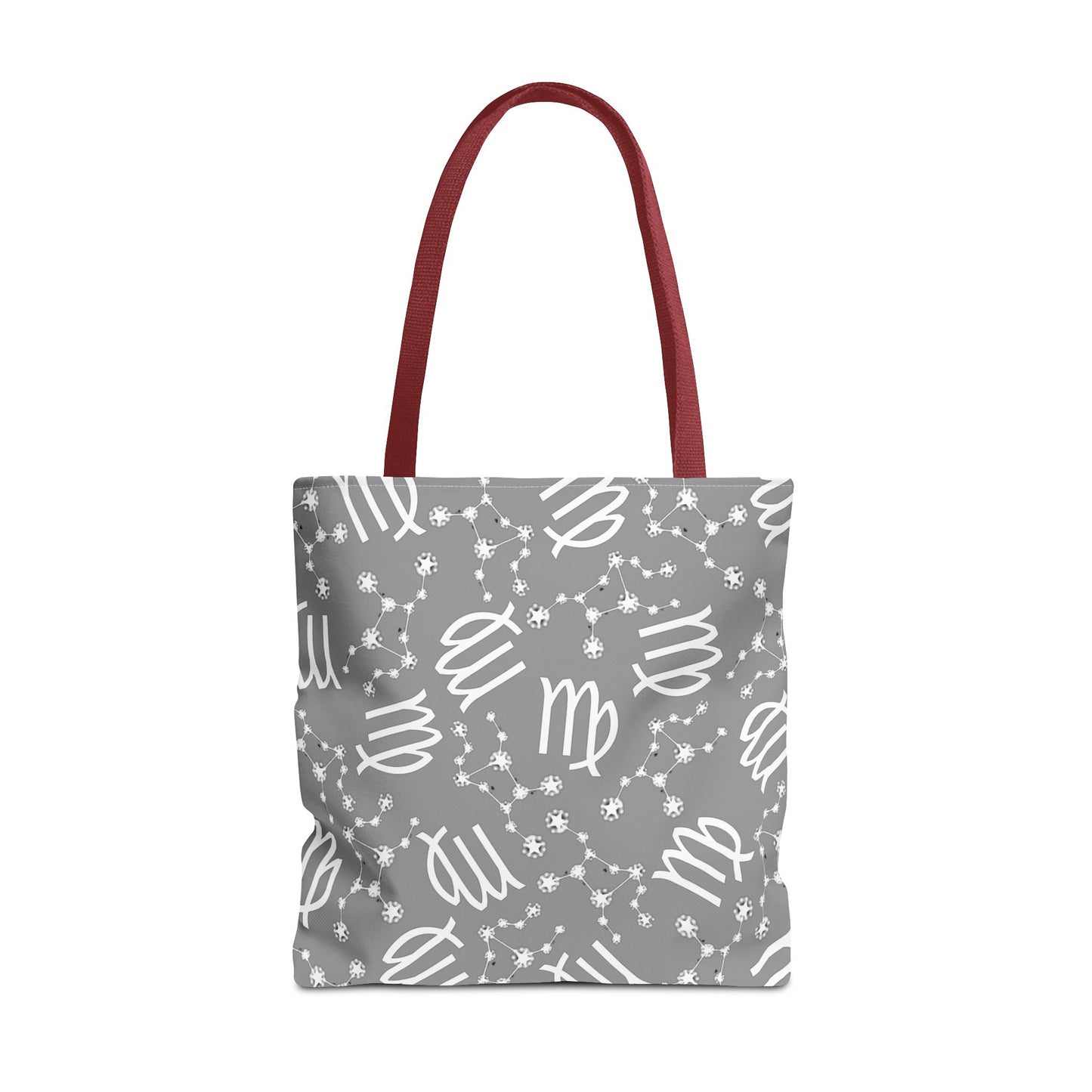 Tote Bag, Virgo Zodiac Sign, AOP, (Grey, White)