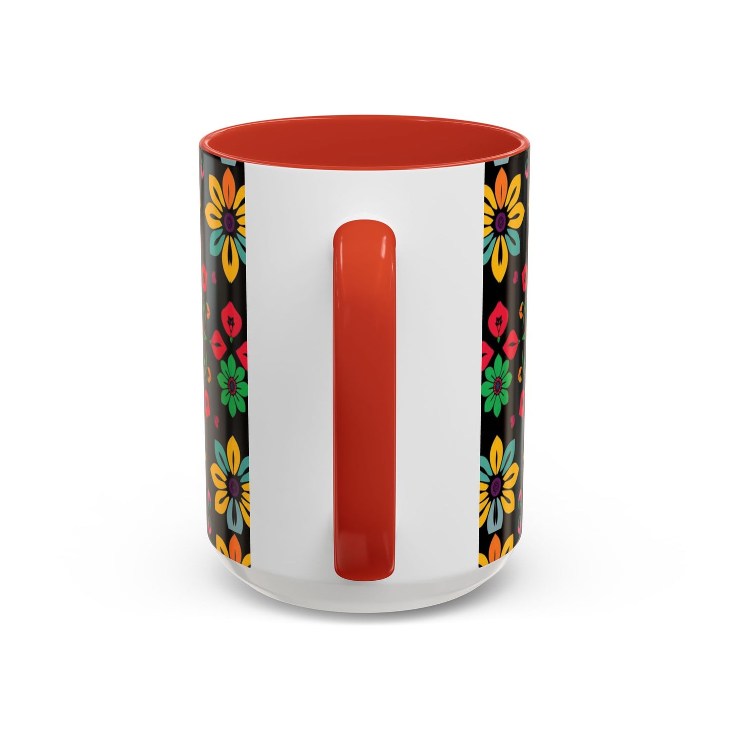 Accent Coffee Mug, Aries, Zodiac v3, Flower Pattern, (11, 15oz)