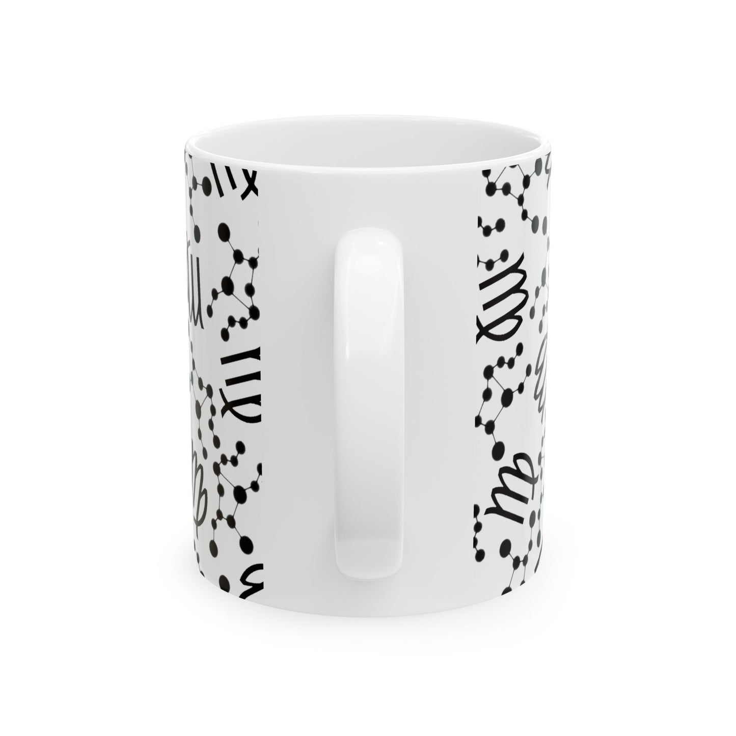 Ceramic Mug, (11oz, 15oz), Ceramic Coffee Mug, AOP, Constellation & Symbol, Virgo Zodiac Design