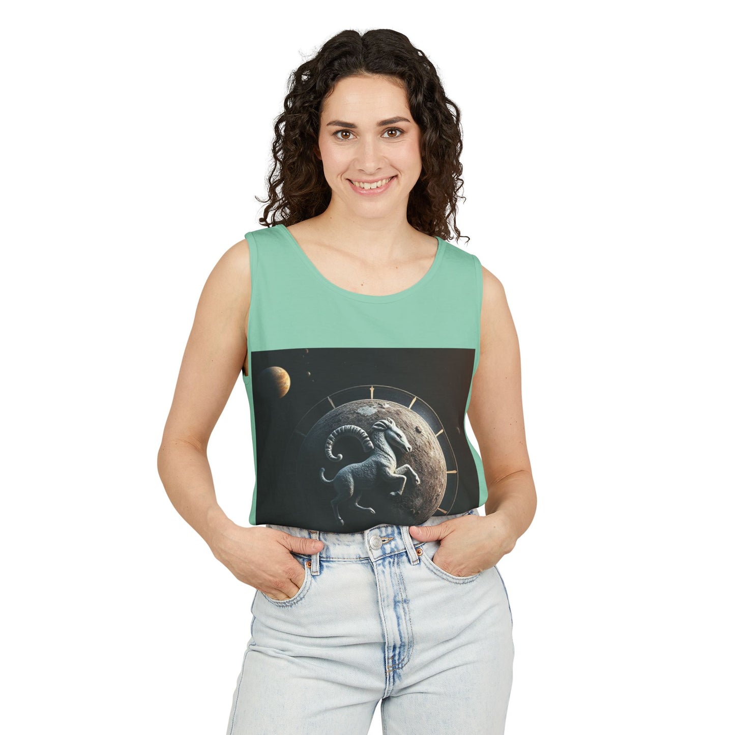 Unisex Garment-Dyed, Tank Top, Aries Design, Planet Animal, 100% Ringspun US cotton