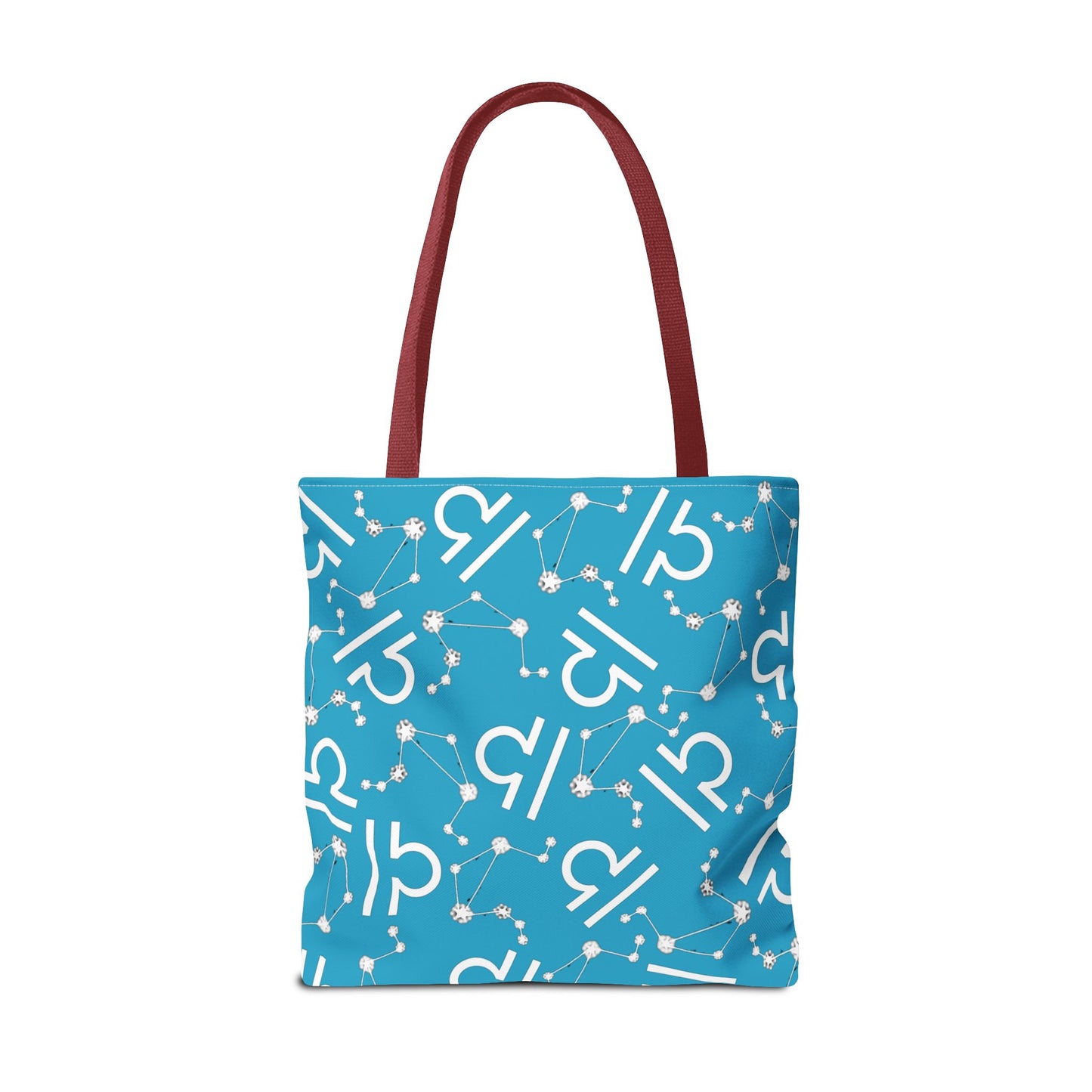 Tote Bag, Libra Zodiac Sign, AOP, (Turquoise, White)
