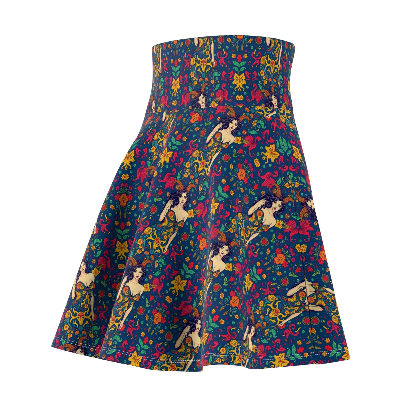 Women's Skater Skirt, (AOP), Capricorn, Zodiac v2, Sexy Pattern