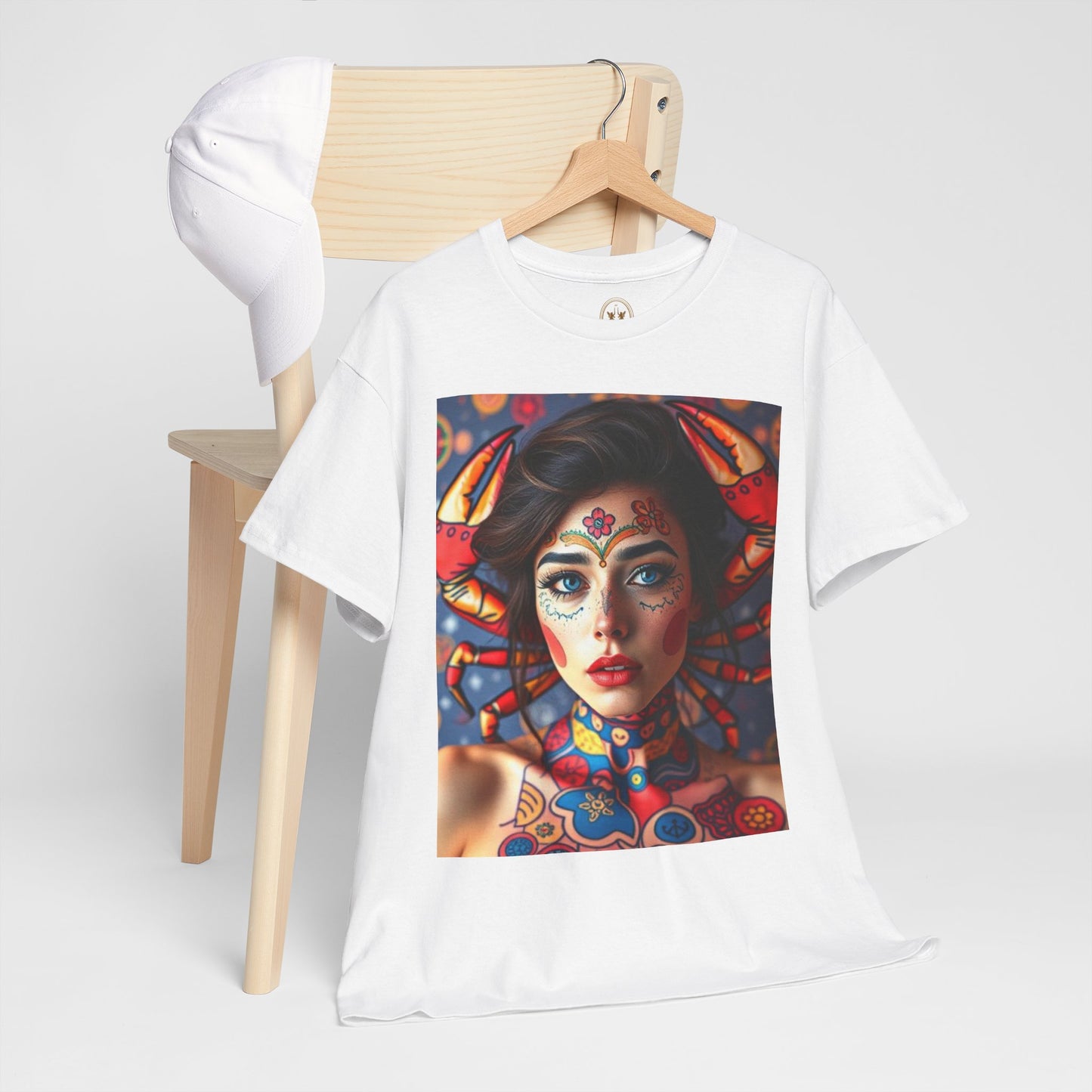 Unisex Heavy Cotton T-Shirt, Cancer, Zodiac v1, Sexy Art