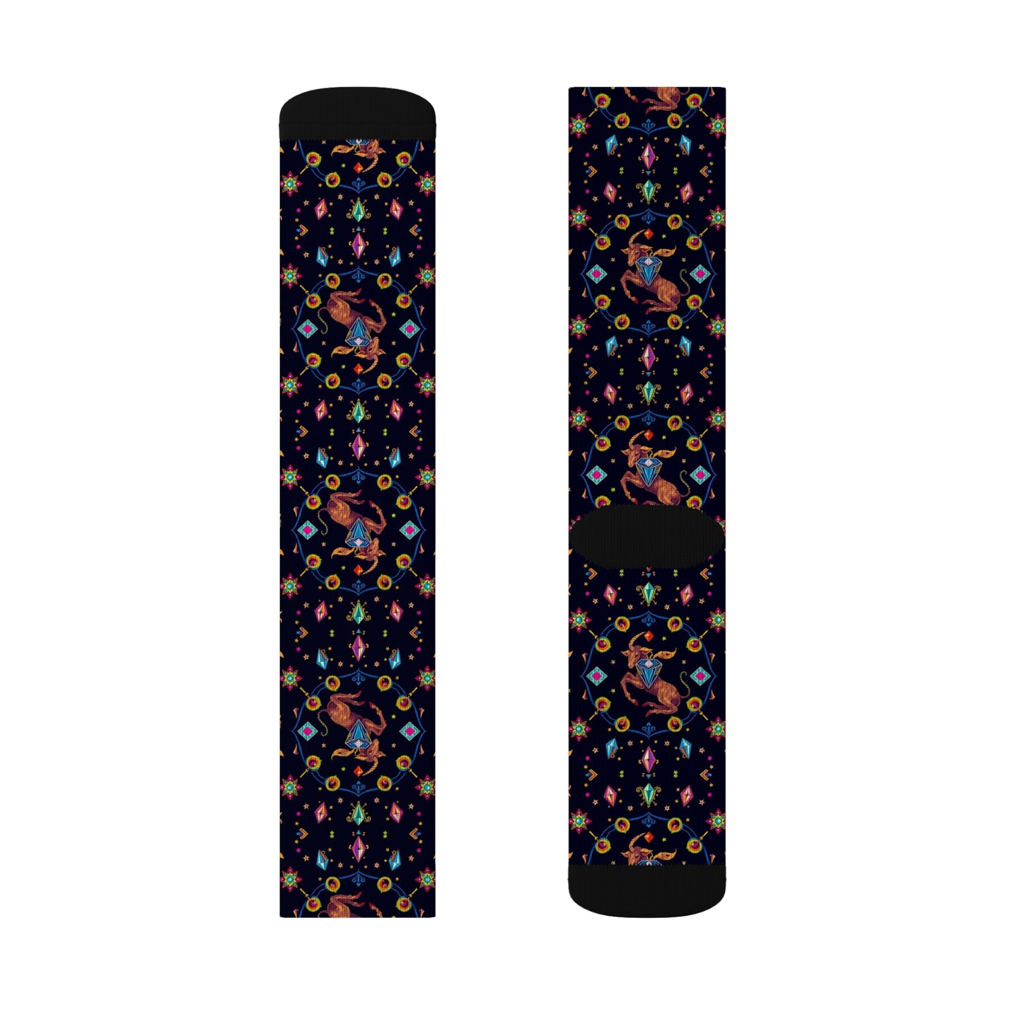 Sublimation Socks, Capricorn, Zodiac v2, Jewel Pattern