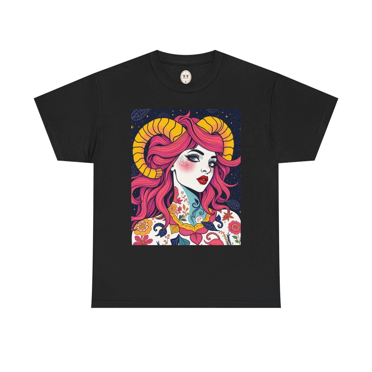 Unisex Heavy Cotton T-Shirt, Aries, Zodiac v2, Sexy Art
