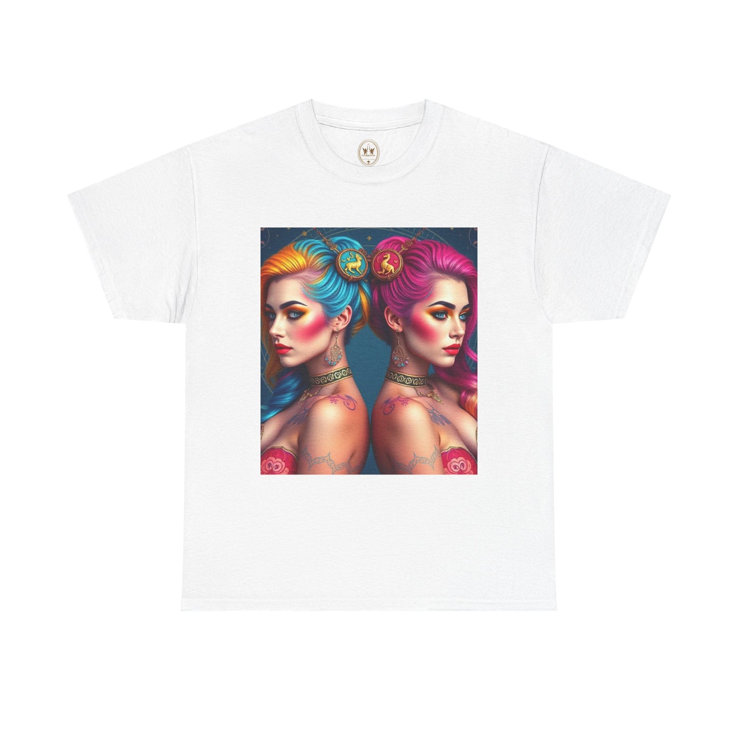 Unisex Heavy Cotton T-Shirt, Gemini, Zodiac v2, Sexy Art