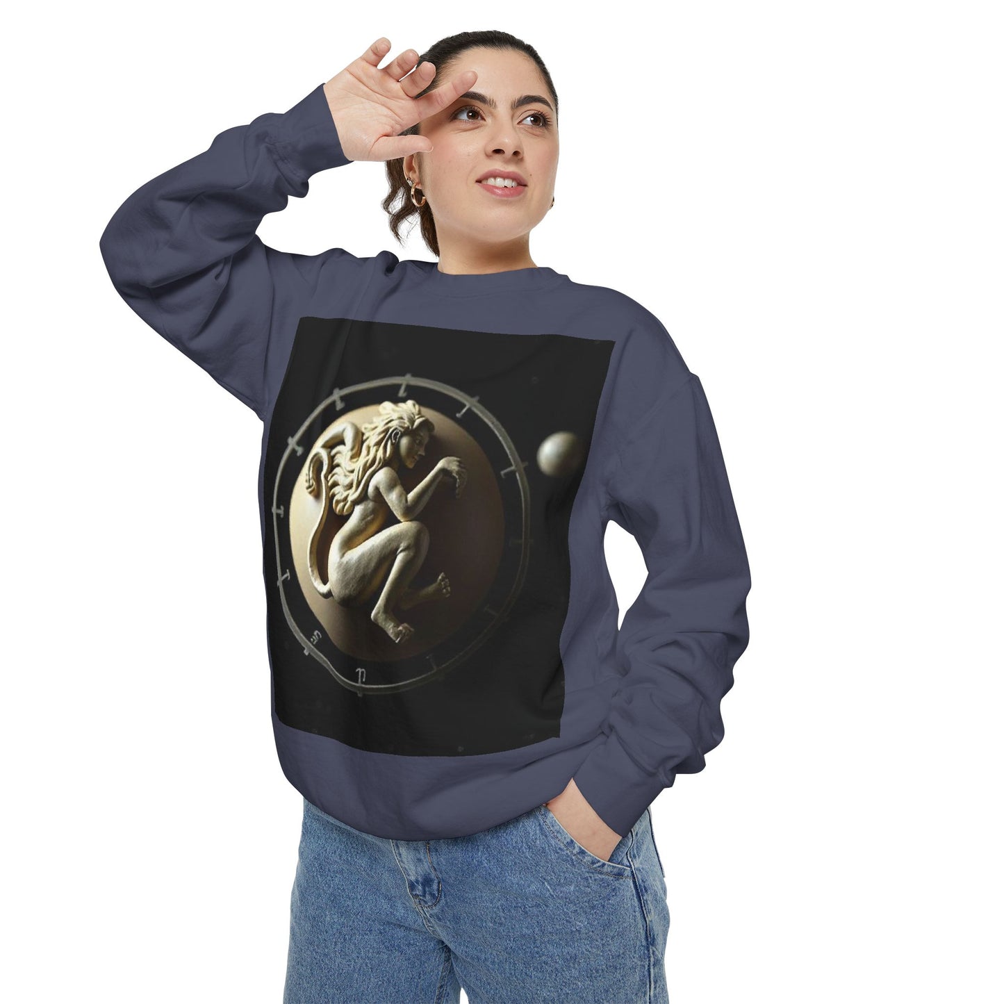 Garment-Dyed Sweatshirt, Unisex, Space Symbol Design, Virgo