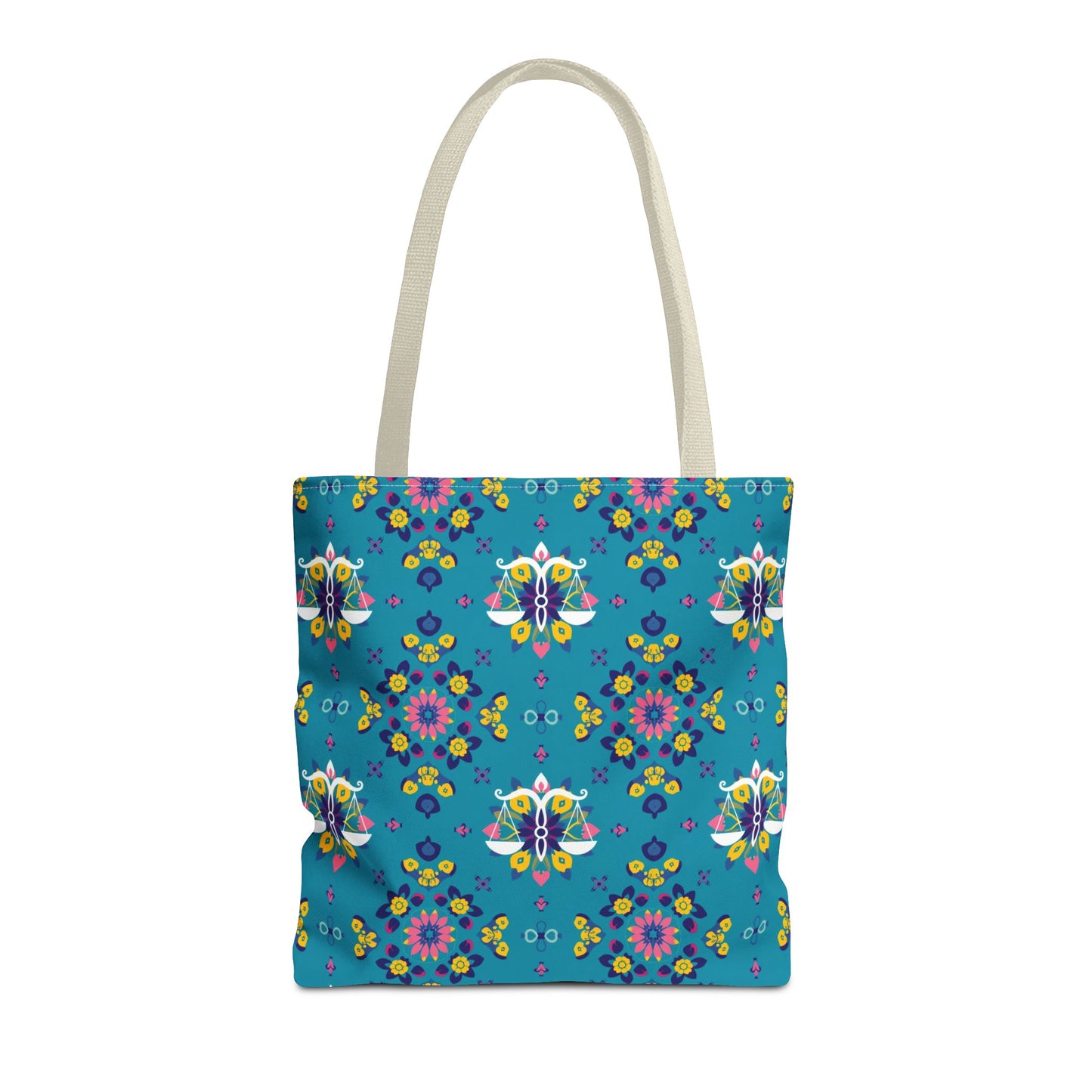 Tote Bag (AOP), Libra, Zodiac v1, Flower Pattern