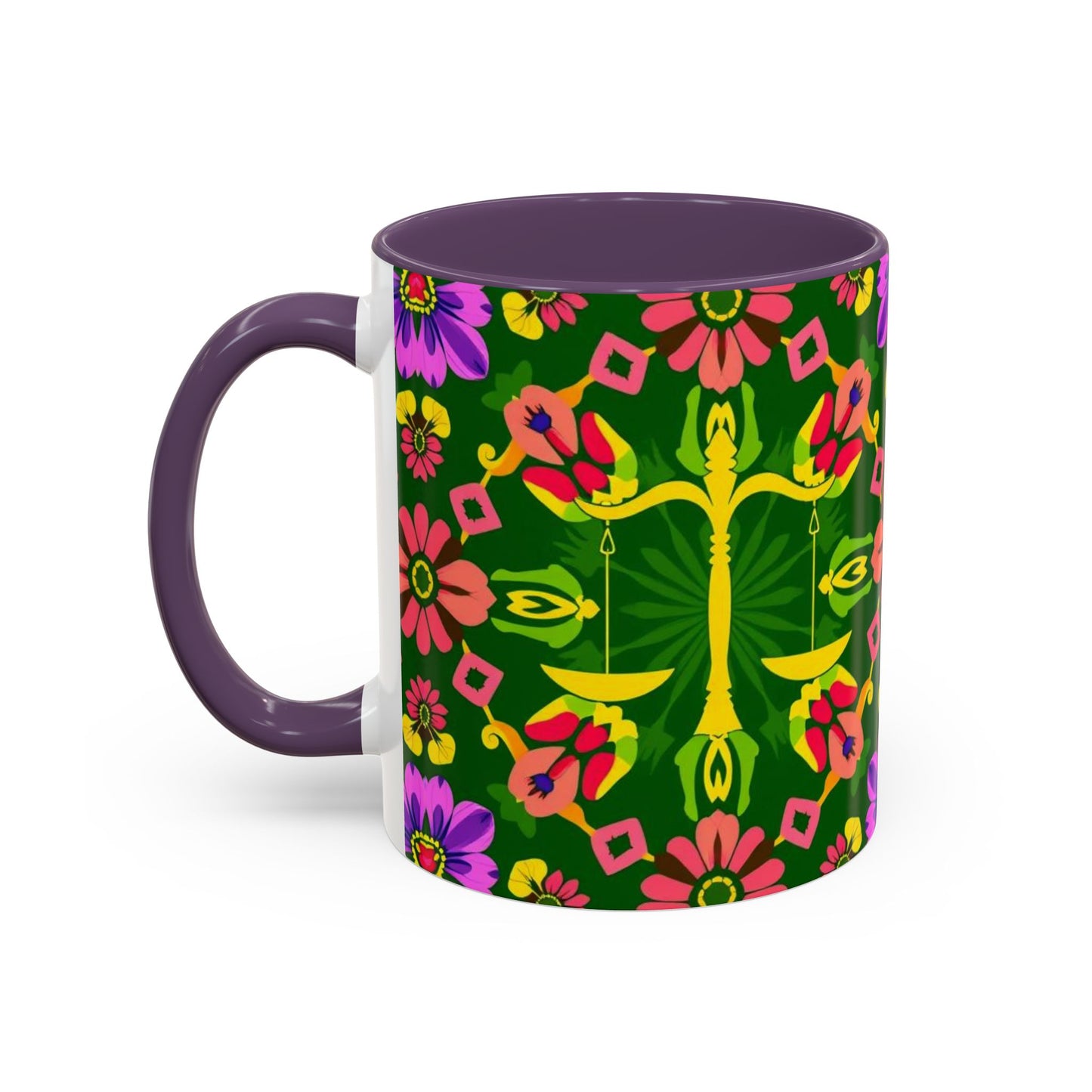 Accent Coffee Mug, Libra, Zodiac, Flower Pattern, (11, 15oz)