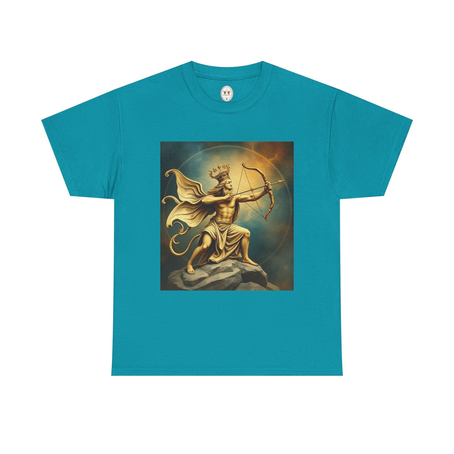 Unisex Heavy Cotton T-Shirt, Sagittarius King, Bow & Arrow, Zodiac Design