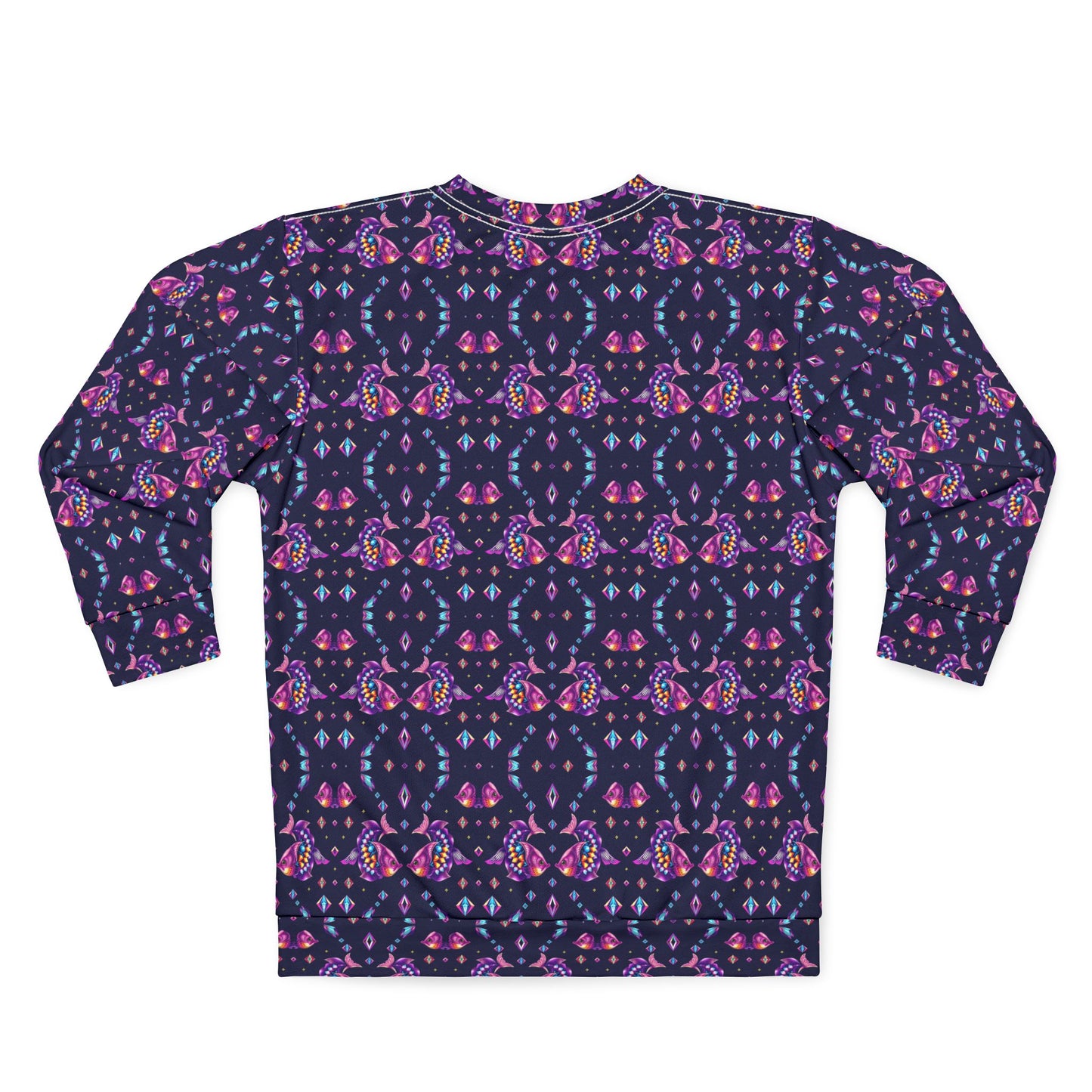 Unisex Sweatshirt (AOP), Pisces, Zodiac v2, Jewel Pattern
