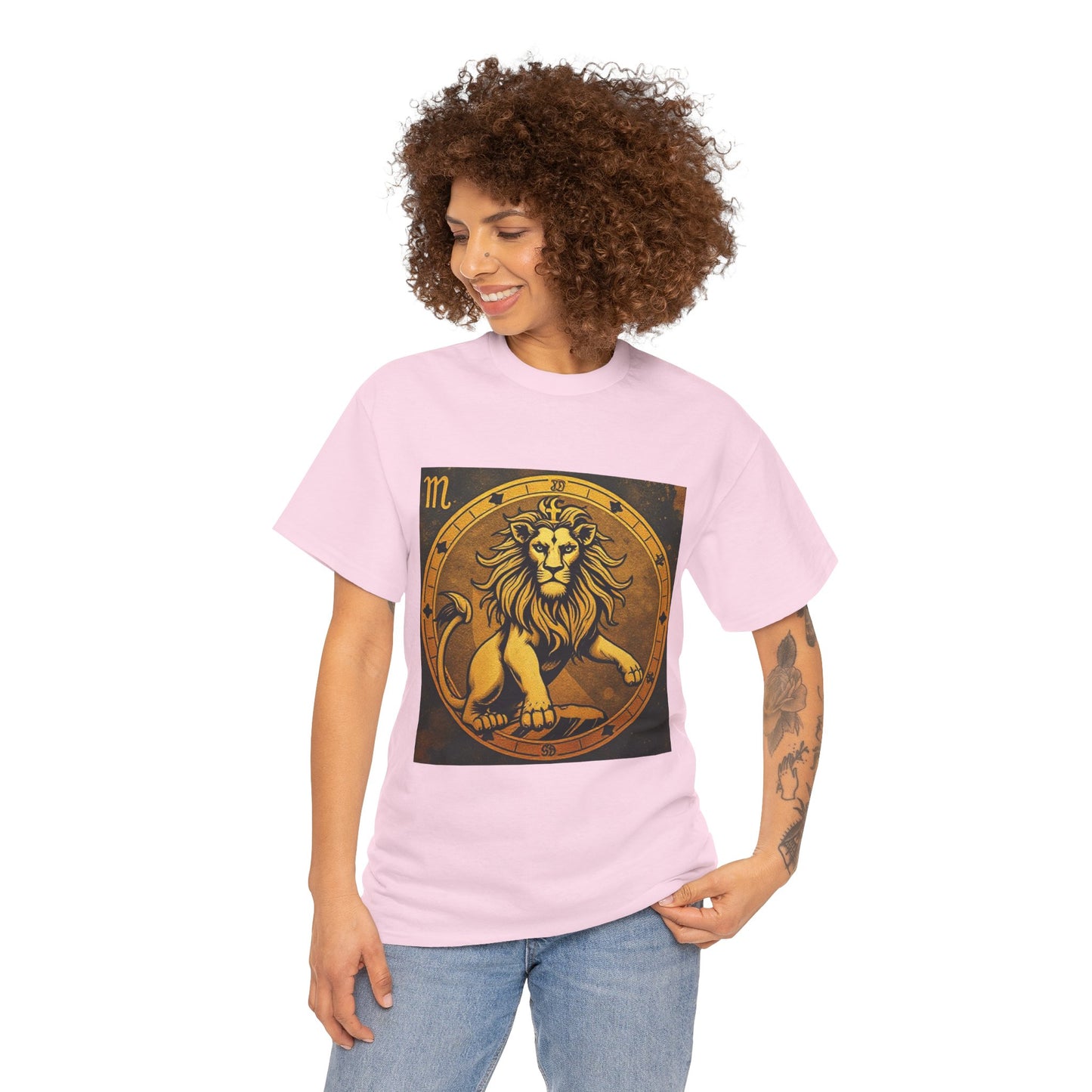 Unisex Heavy Cotton T-Shirt, Gold Lion, Leo Zodiac Design
