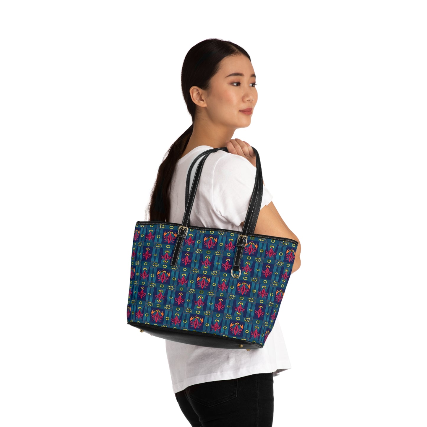 Leather Shoulder Bag, Scorpio, Zodiac v1, Shapes Pattern