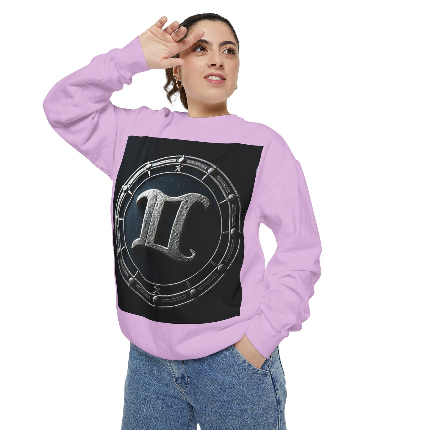 Garment-Dyed Sweatshirt, Unisex, Space Symbol Design v1, Gemini