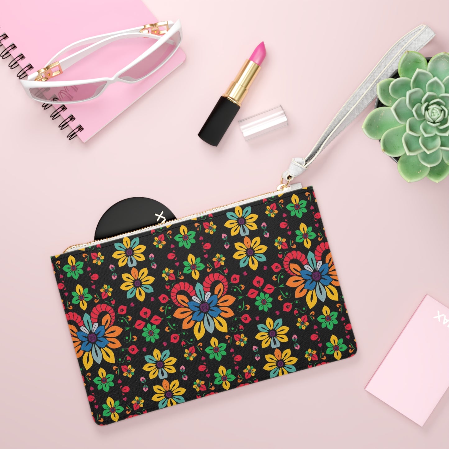 Clutch Bag, Aries, Zodiac v2, Flower Pattern
