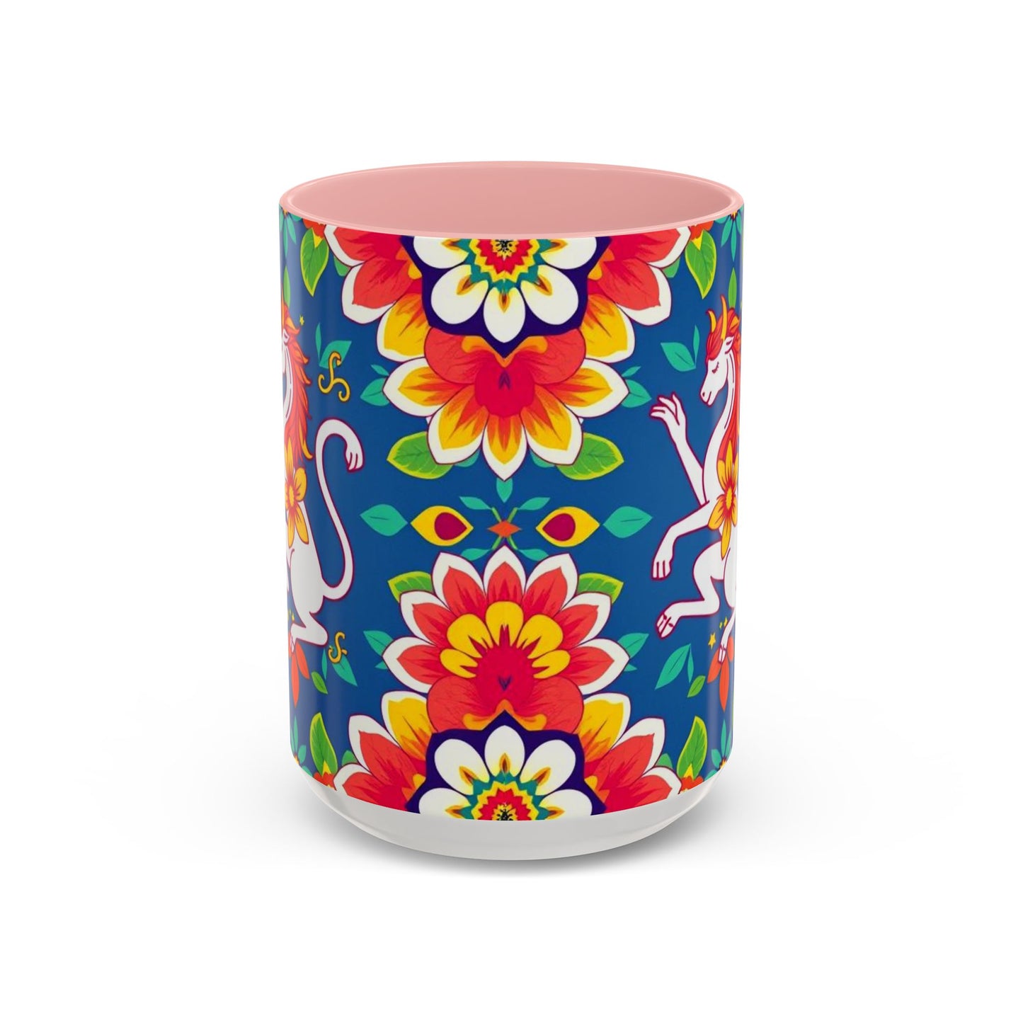 Accent Coffee Mug, Virgo, Zodiac v3. Flower Pattern, (11, 15oz)