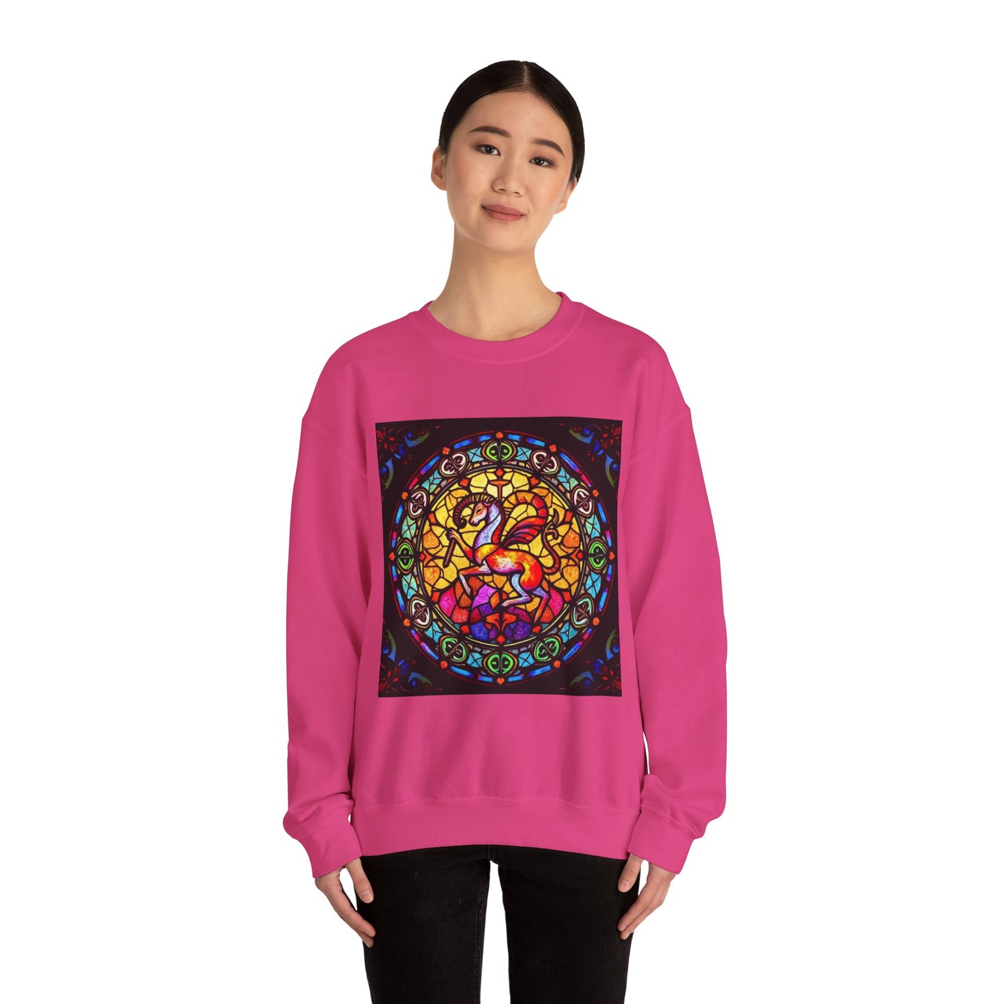 Unisex Heavy Blend™ Crewneck Sweatshirt, Glass 1, Aries Zodiac Design