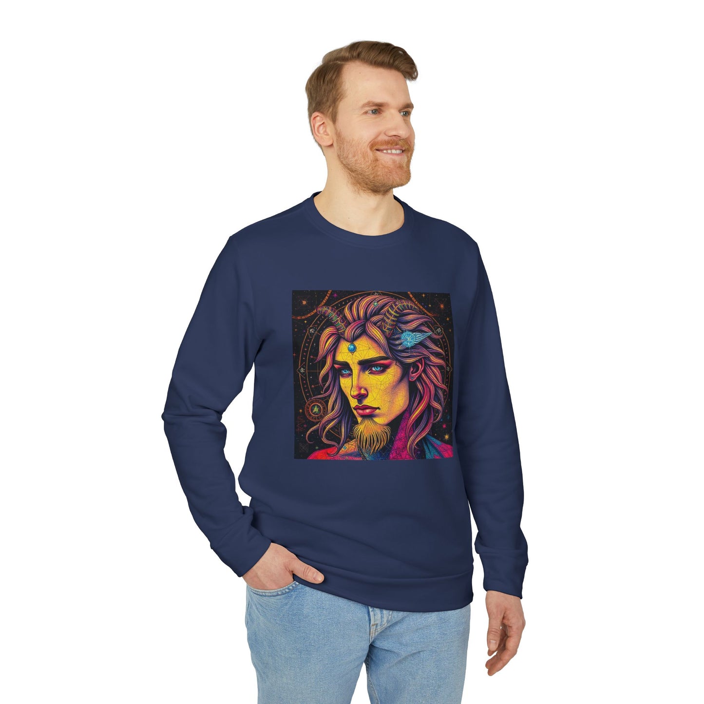 Adidas, Unisex Fleece Crewneck Sweatshirt, Aquarius, Pop Art v1, Zodiac