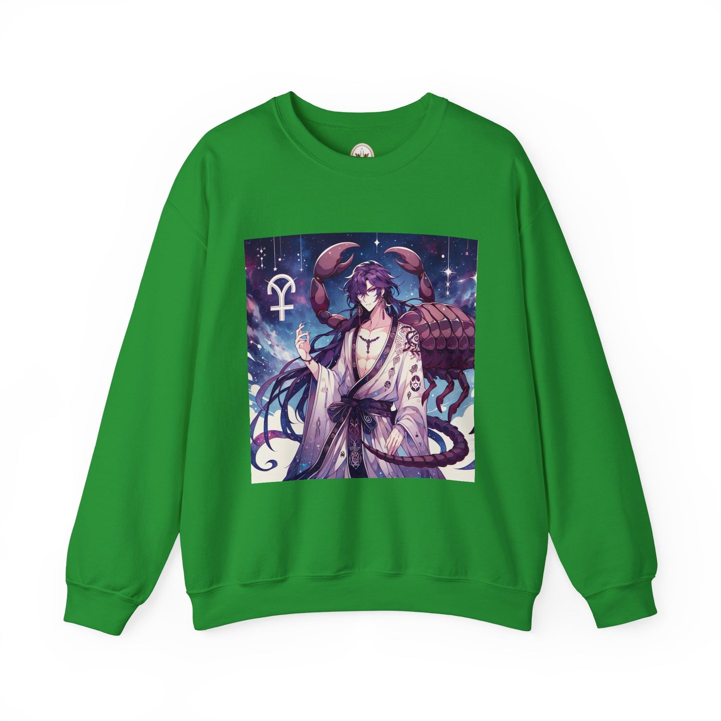 Unisex Heavy Blend™ Crewneck Sweatshirt, Scorpio Zodiac Design, purple scorpion anime