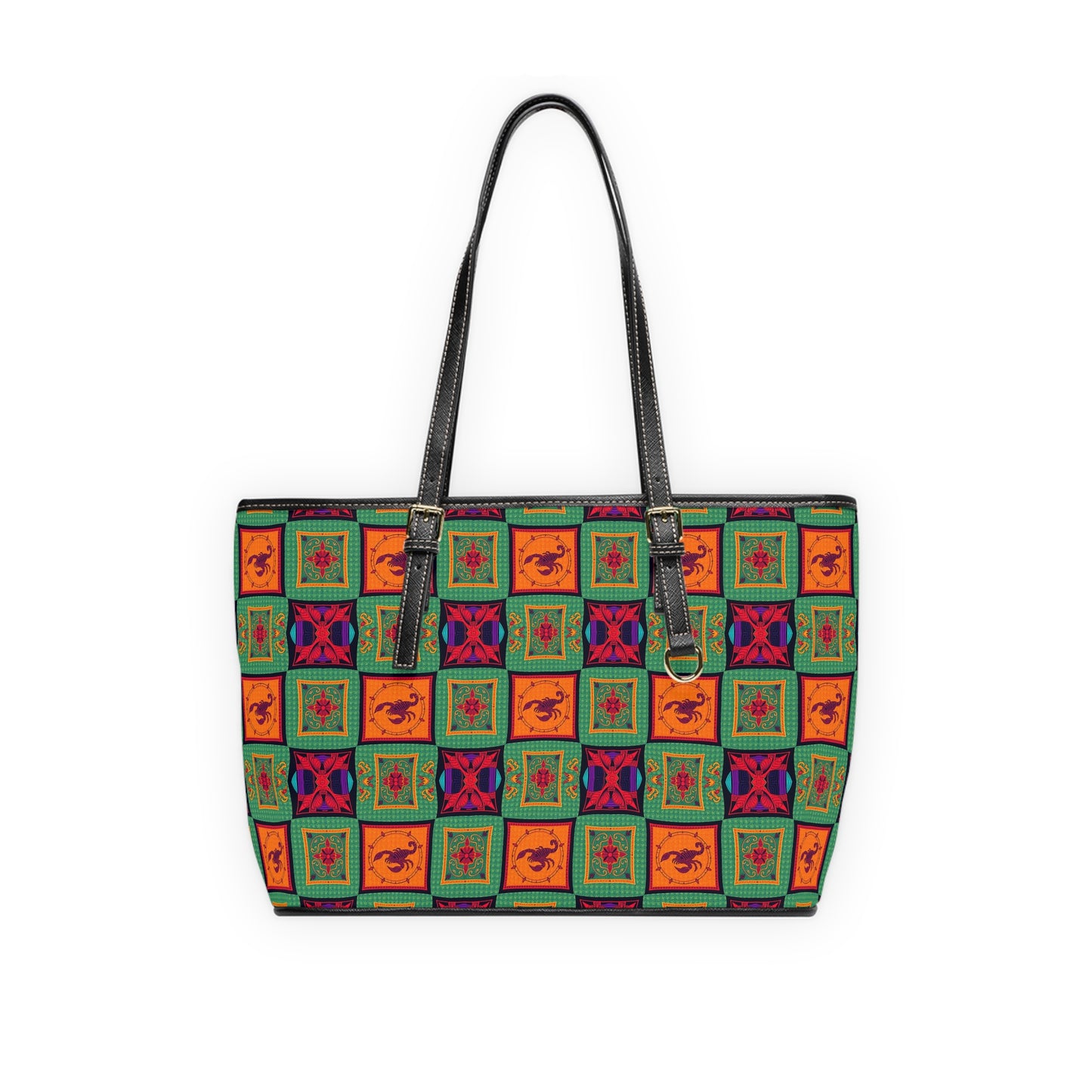 Leather Shoulder Bag, Scorpio, Zodiac v4, Shapes Pattern