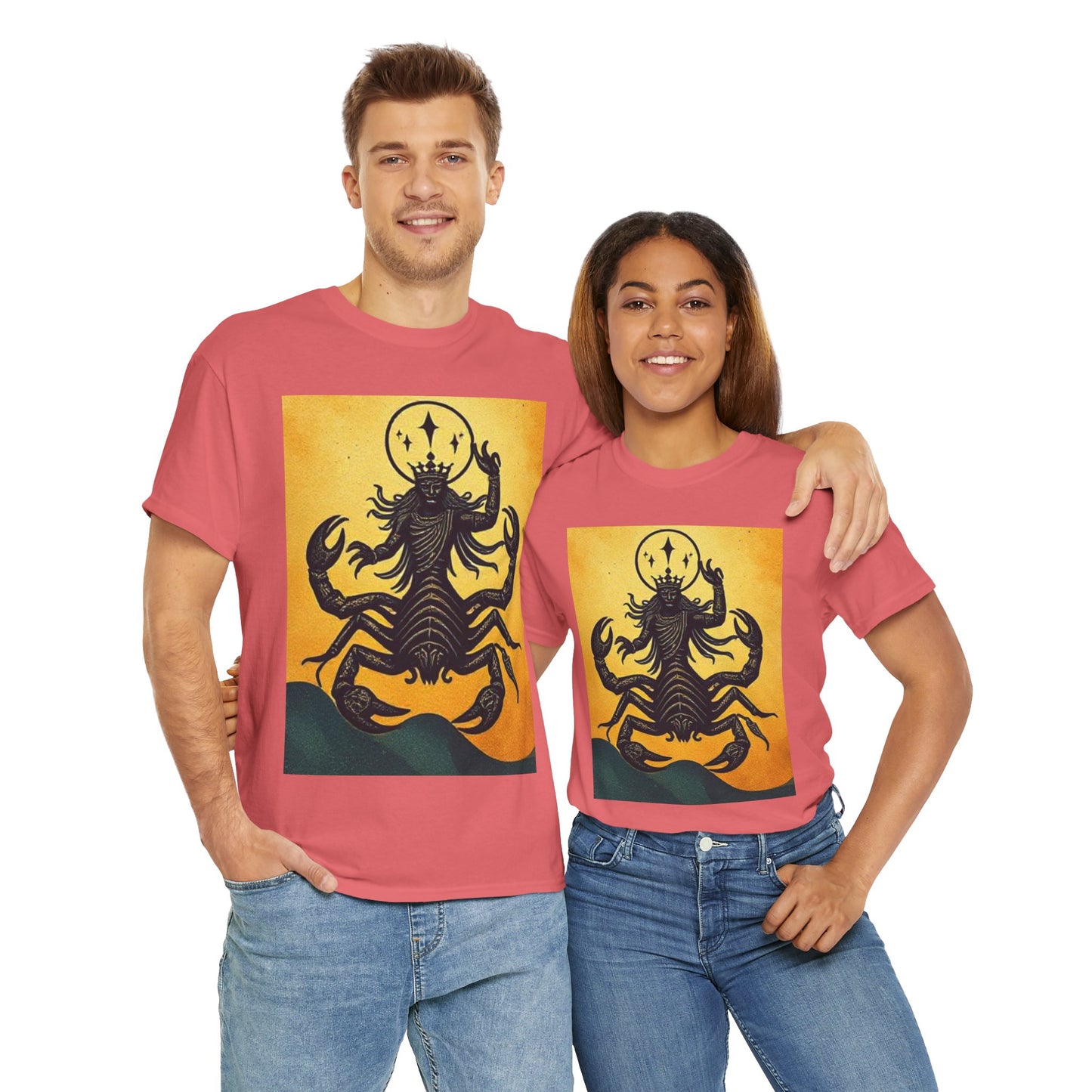 Unisex Heavy Cotton T-Shirt, Scorpion King, Print Art, Scorpio Zodiac Design