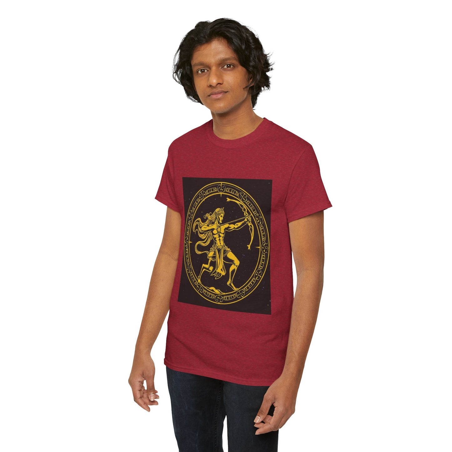 Unisex Heavy Cotton T-Shirt, Mythical Faun/Satyr, Sagittarius Zodiac Design