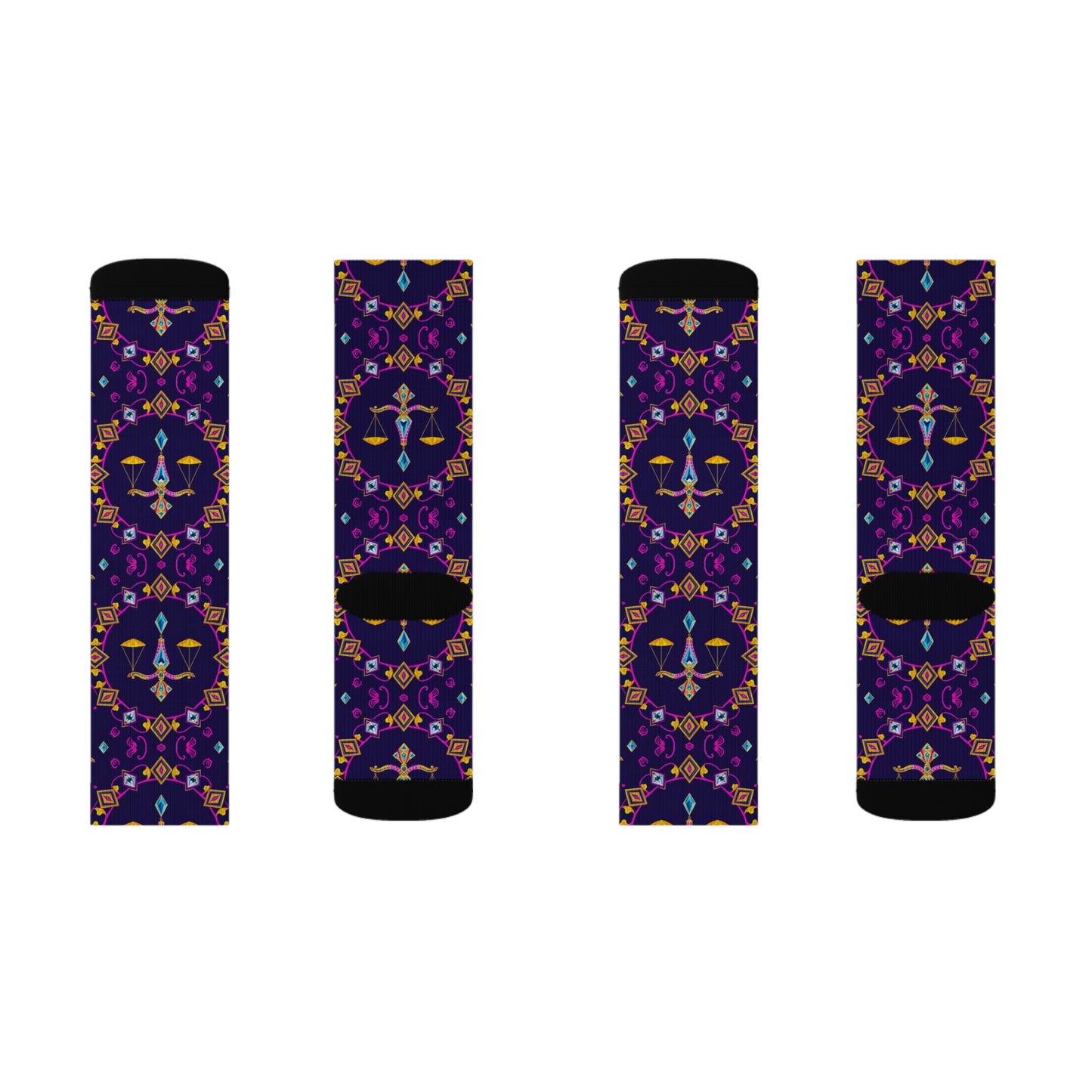 Sublimation Socks, Libra, Zodiac v4, Jewel Pattern