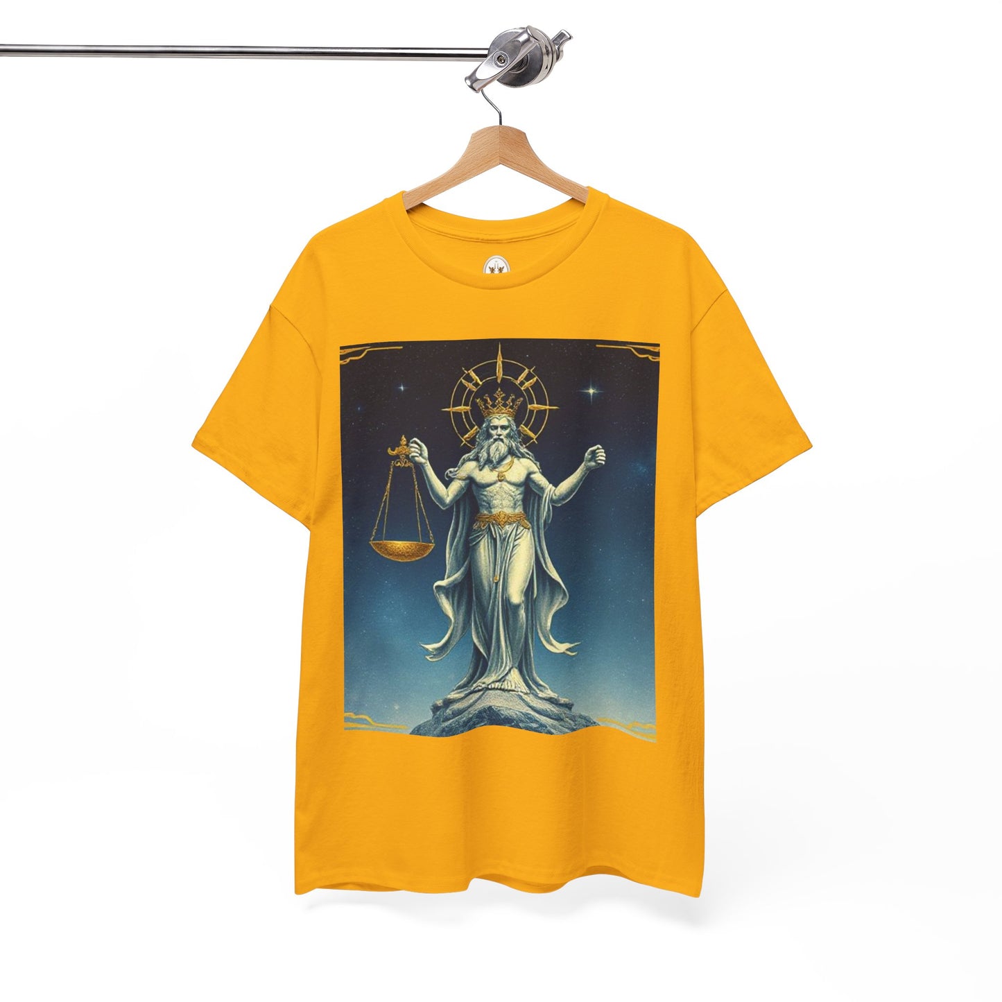 Unisex Heavy Cotton T-Shirt, Space, Libra God, Zodiac Design