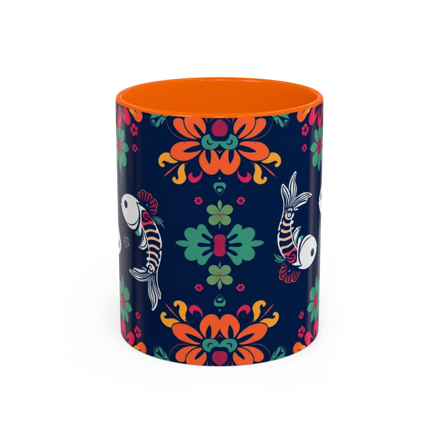 Accent Coffee Mug, Pisces, Zodiac. Flower Pattern, (11, 15oz)