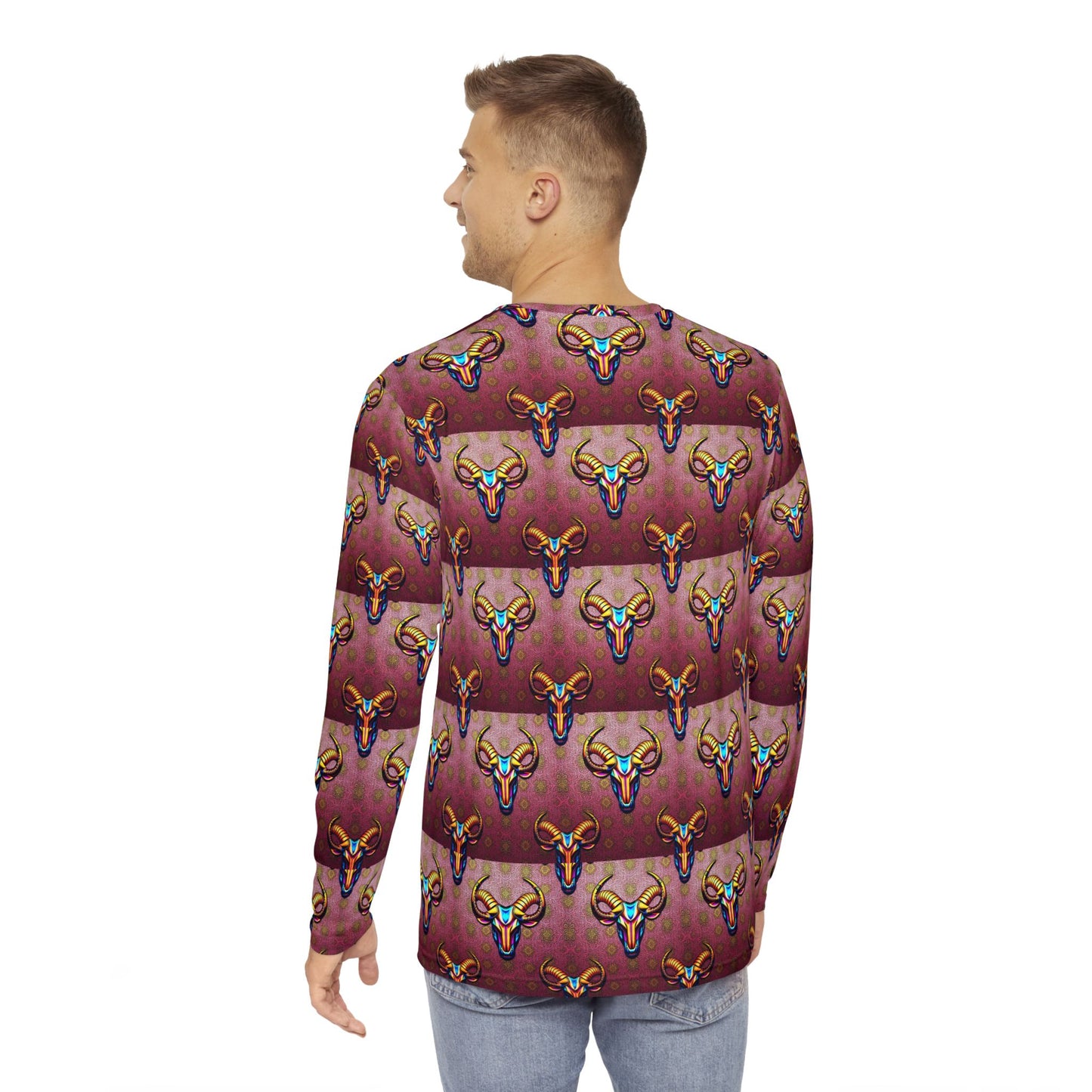 Men's Long Sleeve Shirt, (AOP), Taurus, Zodiac, Pattern