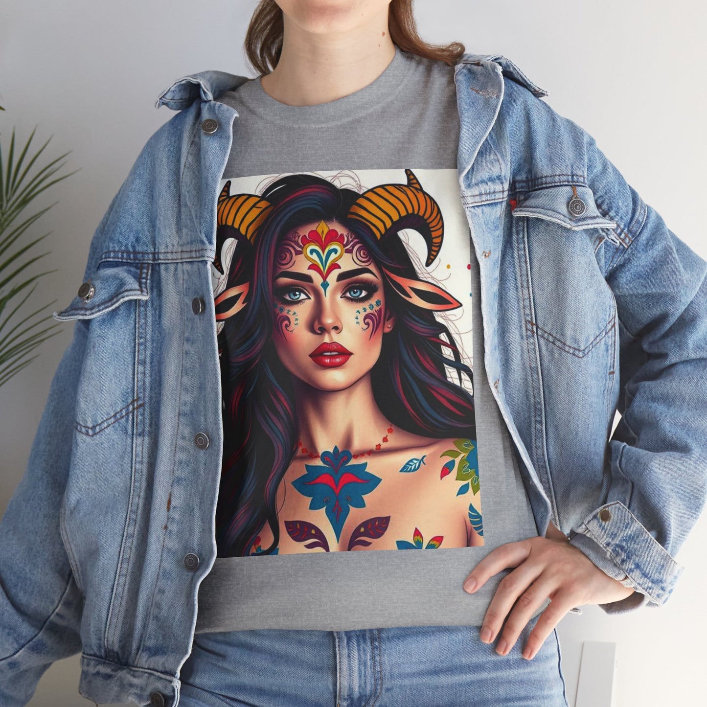 Unisex Heavy Cotton T-Shirt, Taurus, Zodiac v1, Sexy Art
