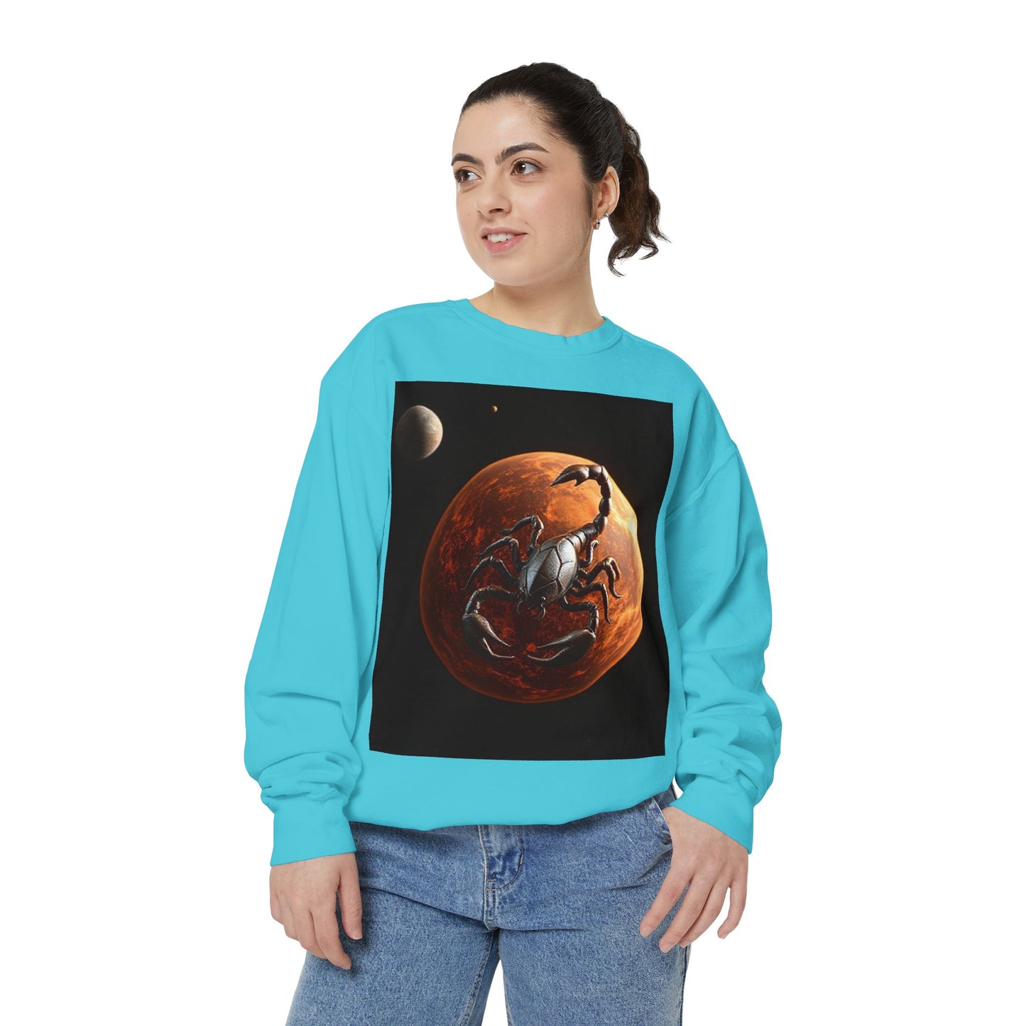 Garment-Dyed Sweatshirt, Unisex, Space Animal Design, Scorpio