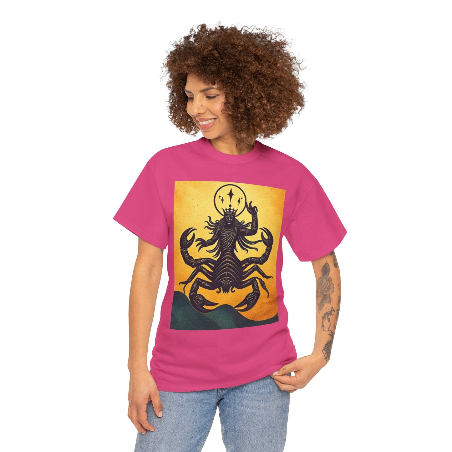 Unisex Heavy Cotton T-Shirt, Scorpion King, Print Art, Scorpio Zodiac Design