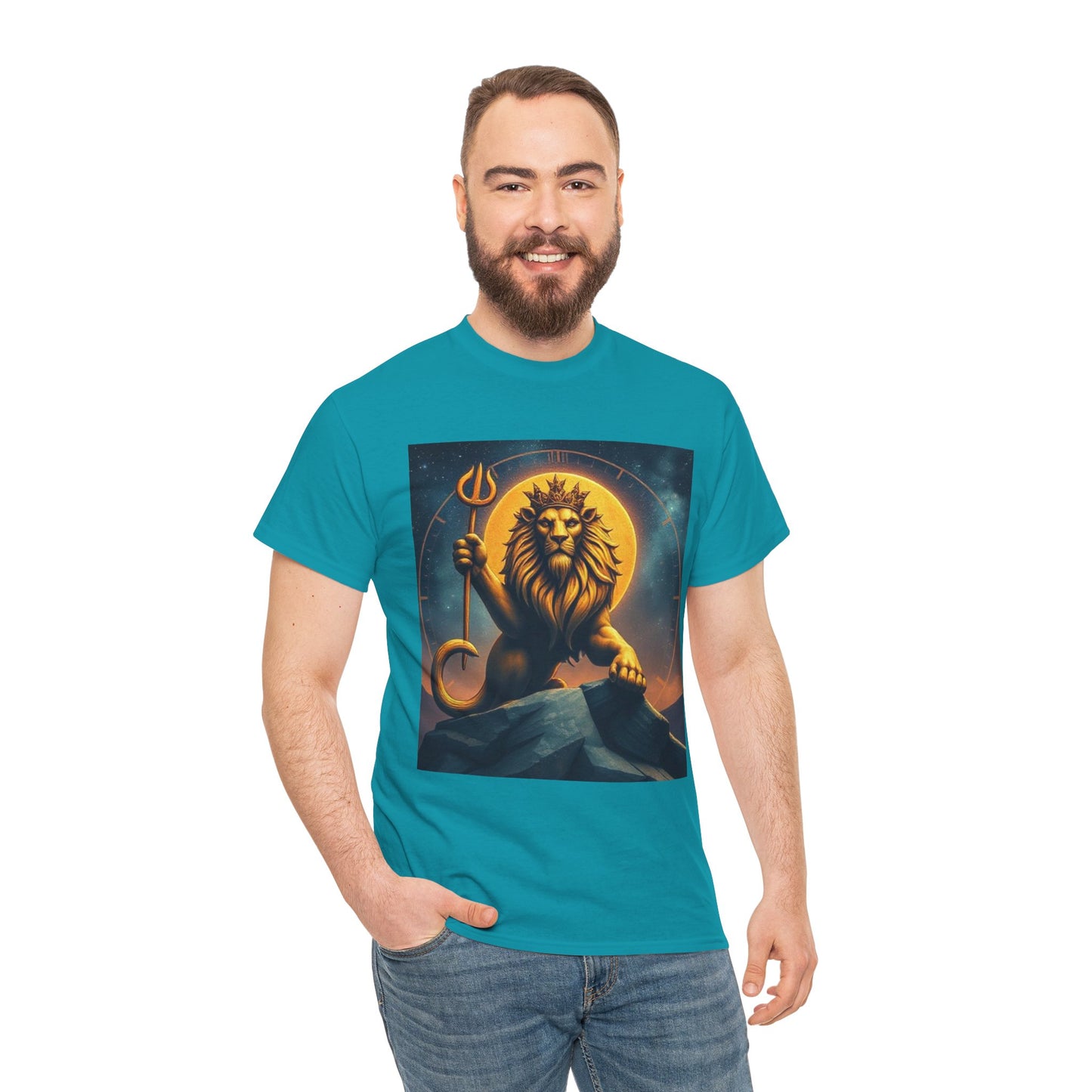 Unisex Heavy Cotton T-Shirt, King of Lion v3, Leo Zodiac Design