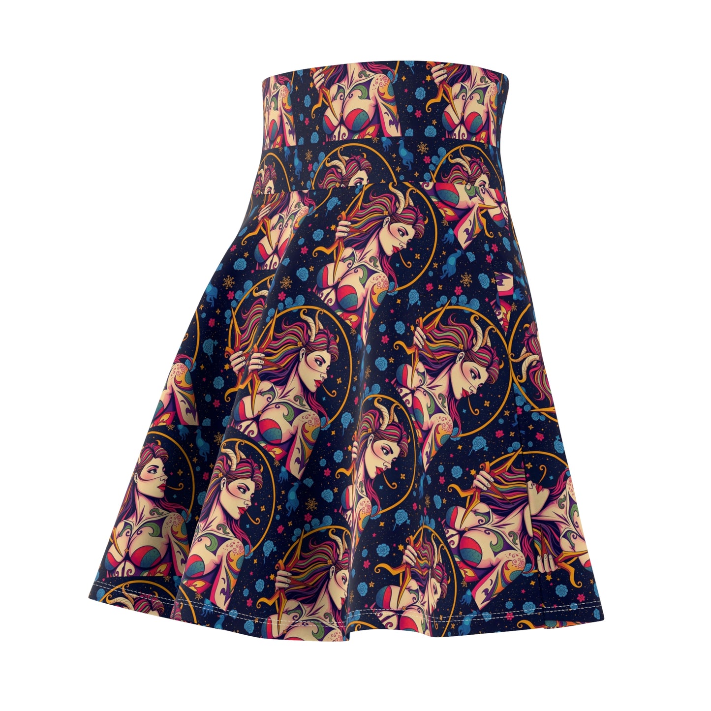 Women's Skater Skirt, (AOP), Sagittarius, Zodiac v3, Sexy Pattern