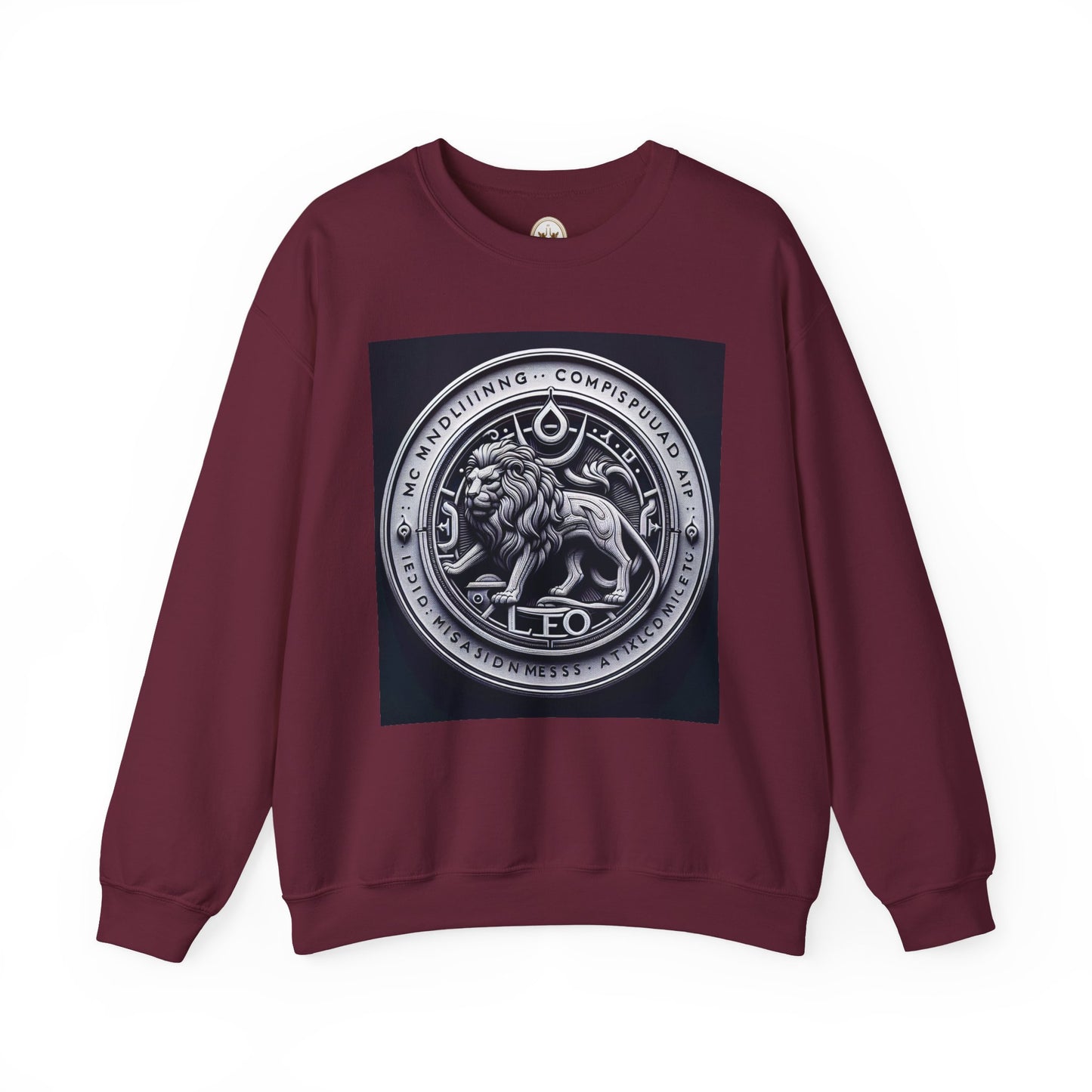 Unisex Heavy Blend™ Crewneck Sweatshirt, Lion Coin, Leo Zodiac Design