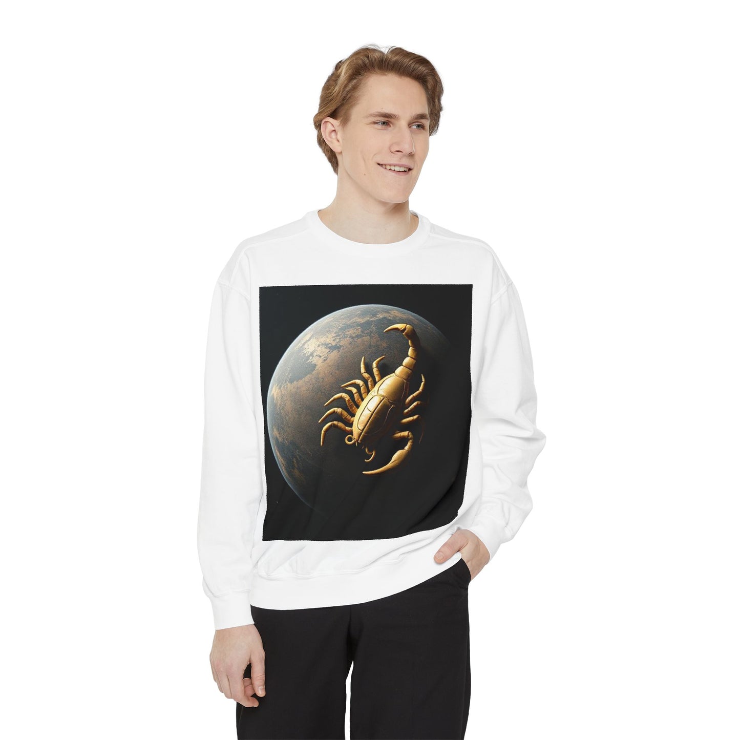 Garment-Dyed Sweatshirt, Unisex, Space Animal Design v1, Scorpio
