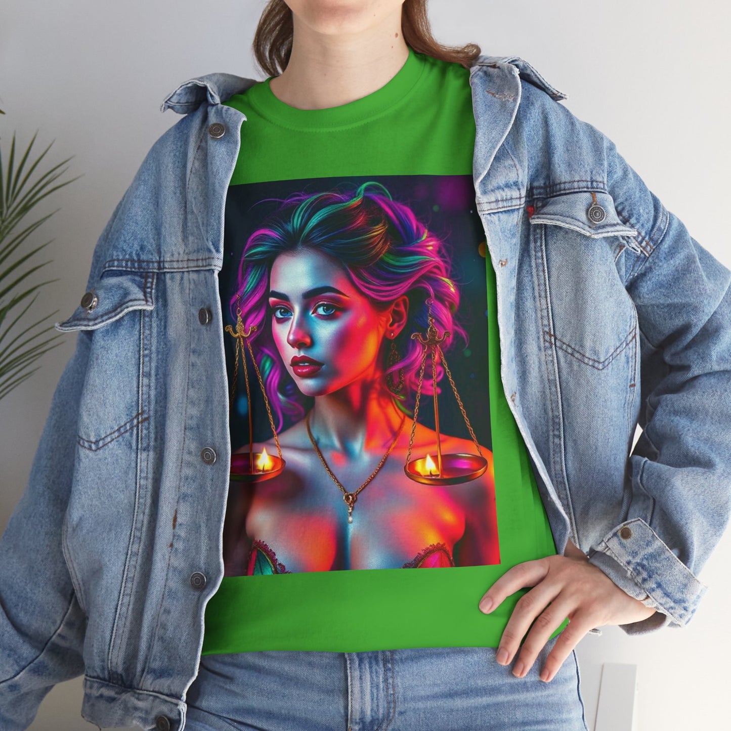Unisex Heavy Cotton T-Shirt, Libra, Zodiac v3, Sexy Art