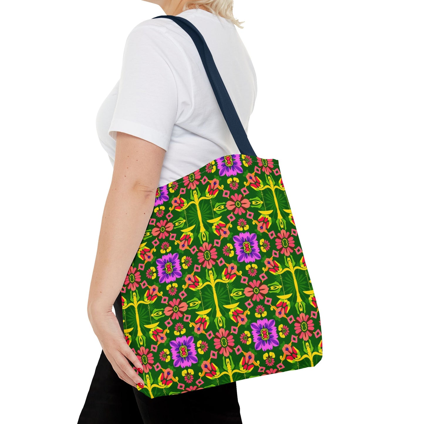 Tote Bag (AOP), Libra, Zodiac, Flower Pattern