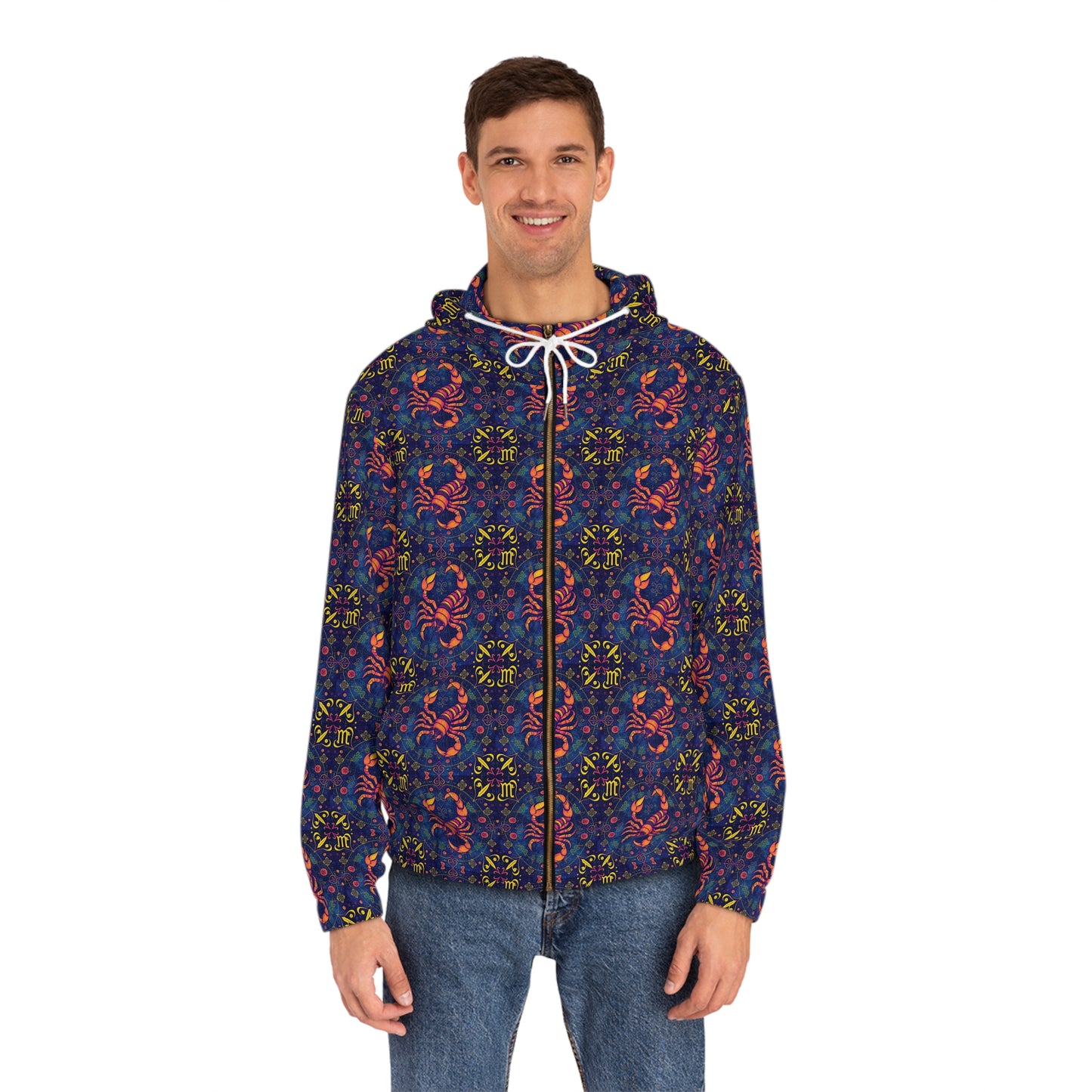 Full-Zip Hoodie (AOP), Scorpio, Zodiac v1, Pattern