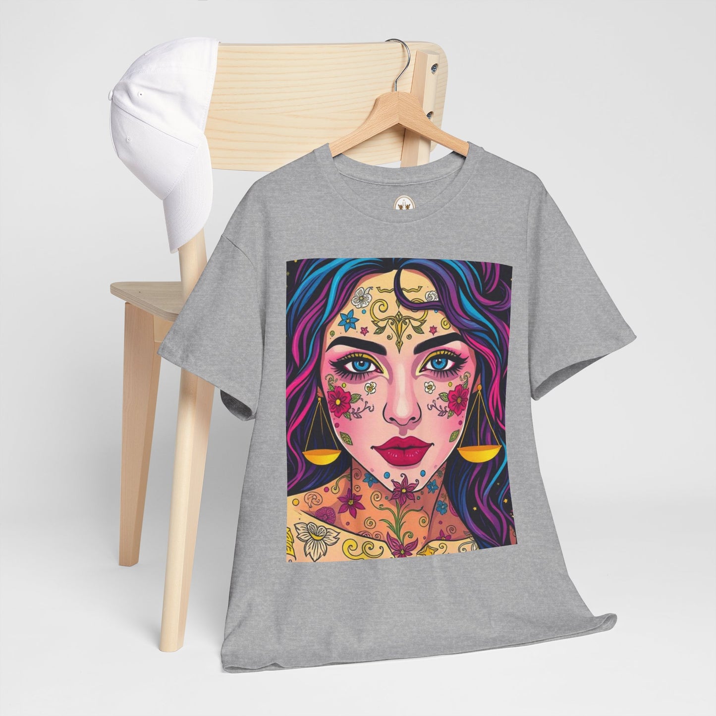 Unisex Heavy Cotton T-Shirt, Libra, Zodiac v4, Sexy Art