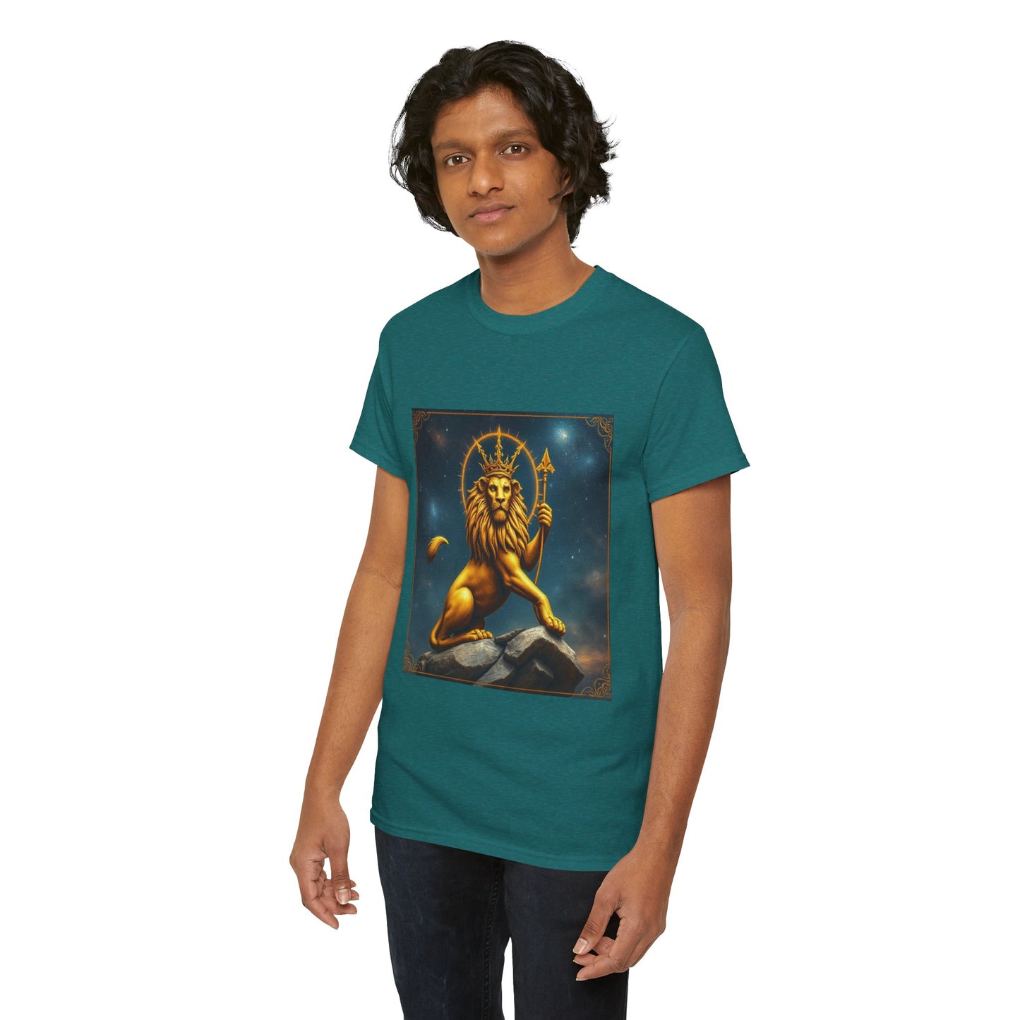 Unisex Heavy Cotton T-Shirt, King of Lions, Leo Zodiac Design