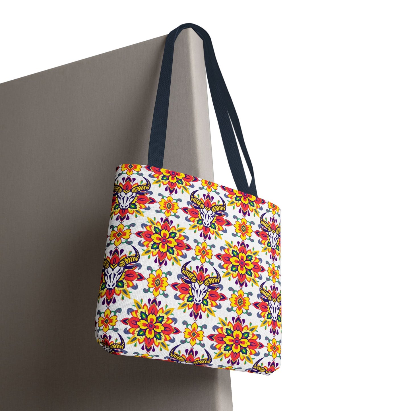 Tote Bag (AOP), Taurus, Zodiac, Flower Pattern