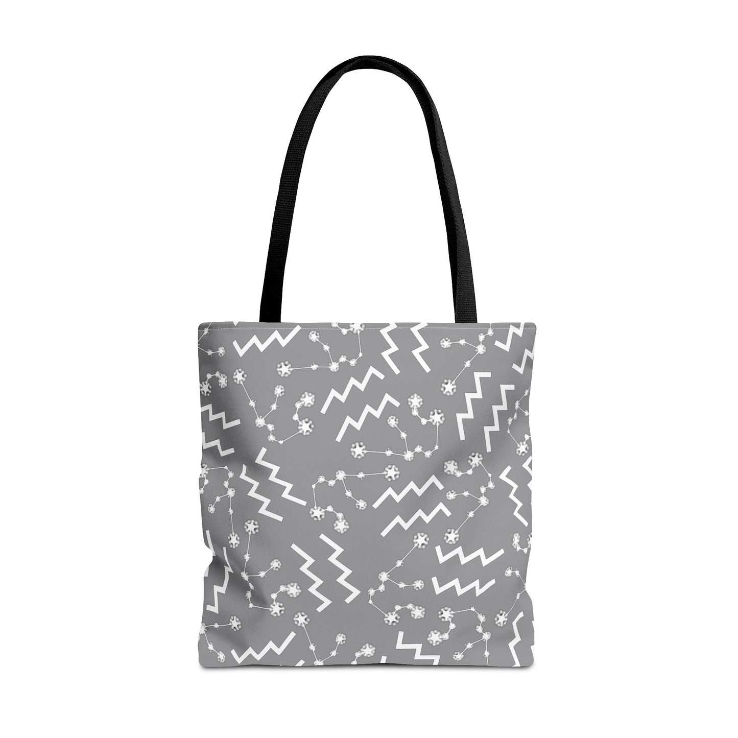 Tote Bag, Aquarius Zodiac Sign, AOP, (Grey, White)