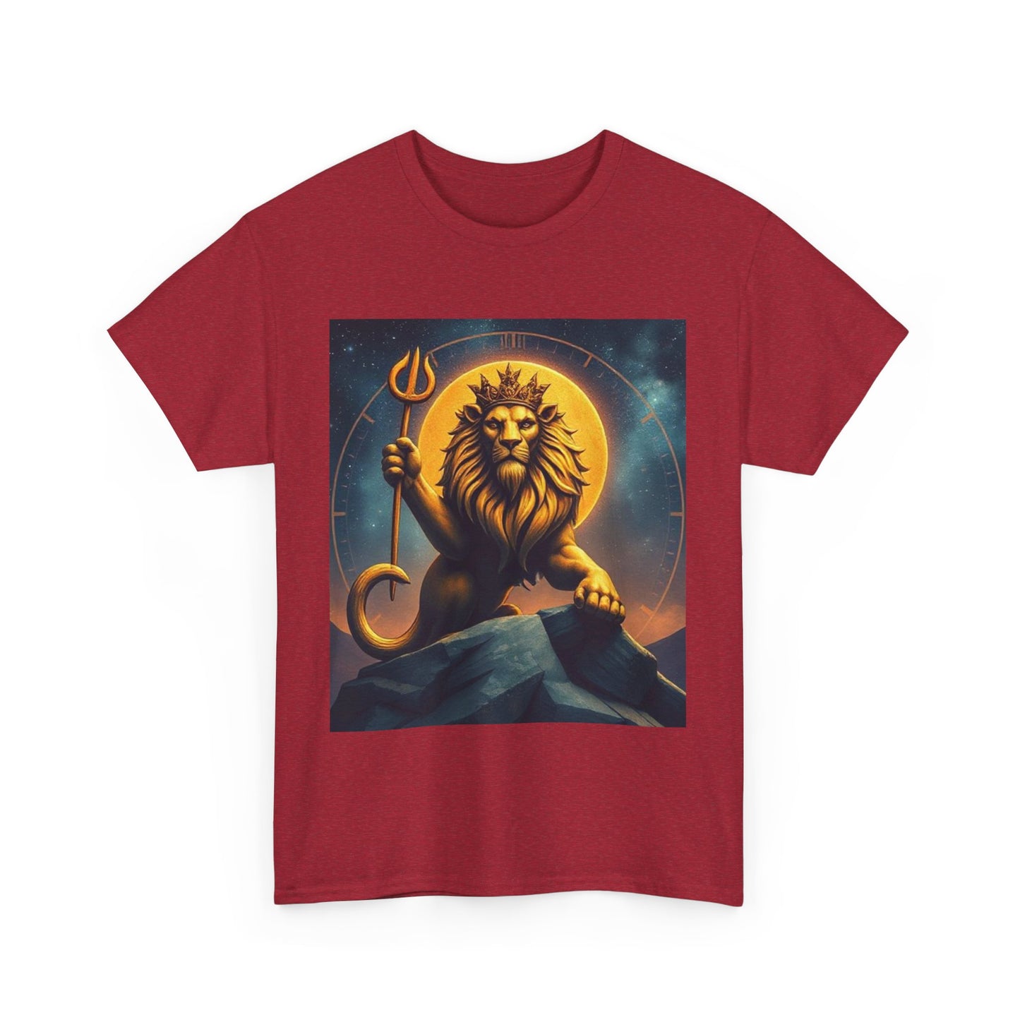 Unisex Heavy Cotton T-Shirt, King of Lions v2, Leo Zodiac Design